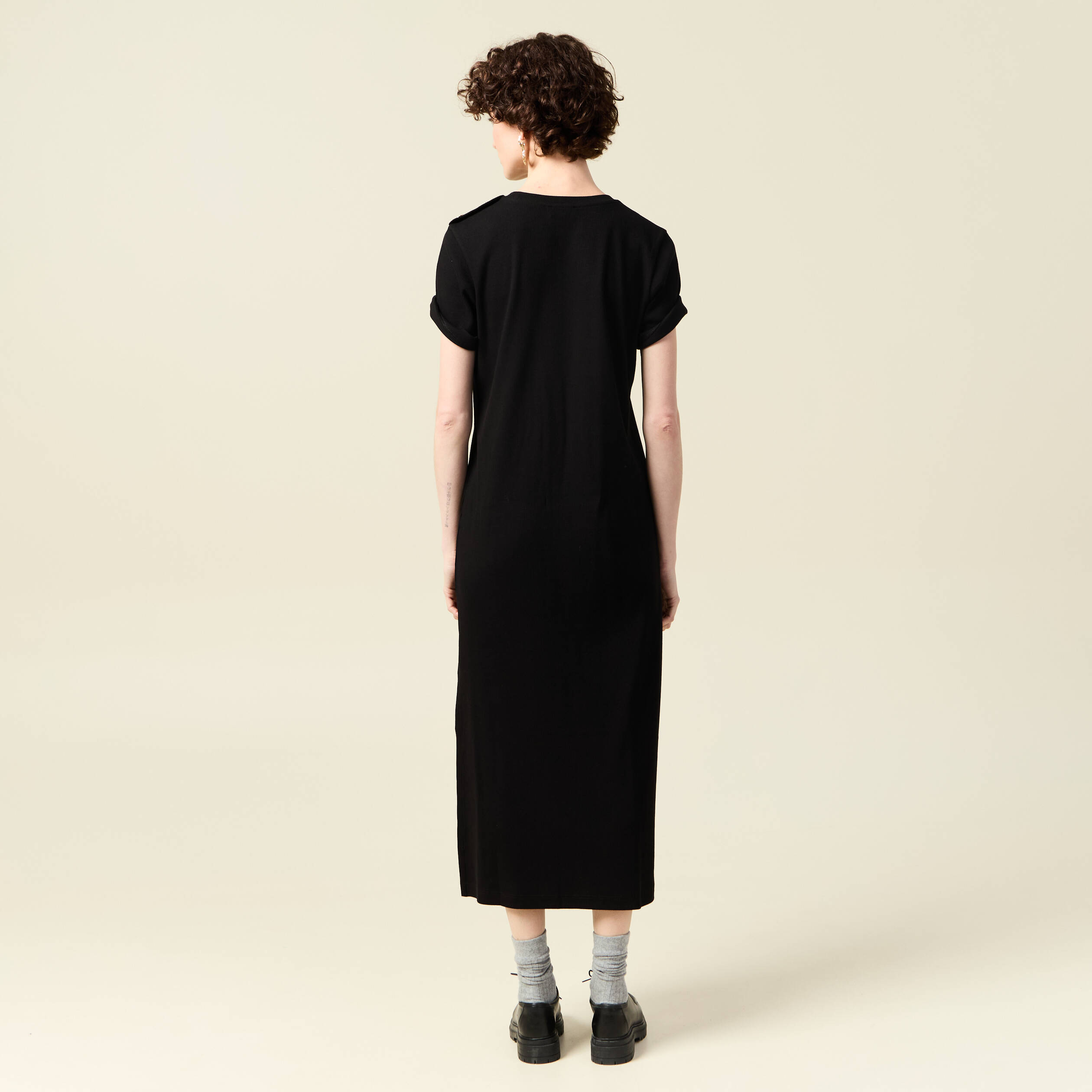 Robe longue droite noir femme
