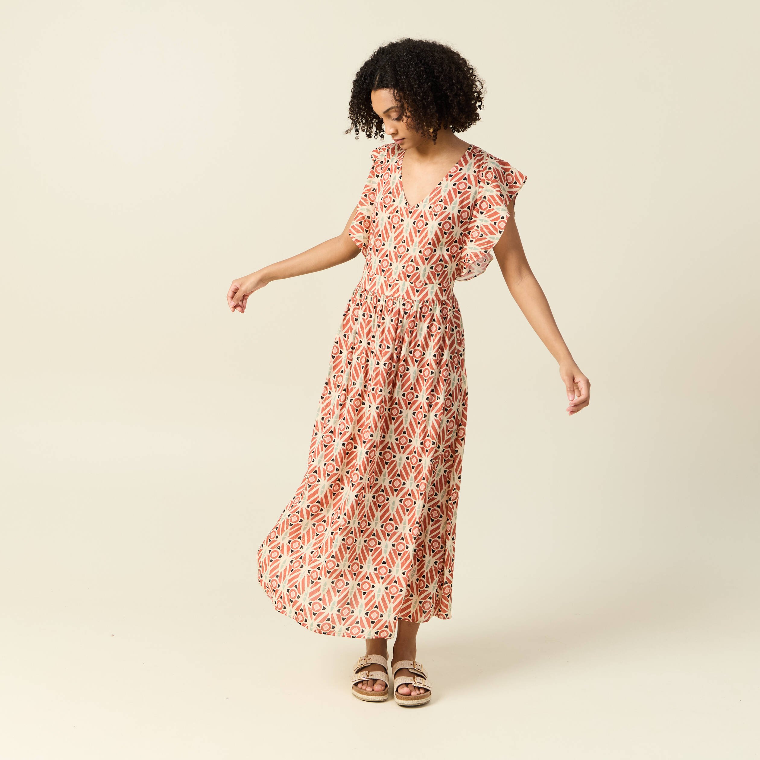 robe longue droite fluide terracotta femme Robe longue droite fluide terracotta femme