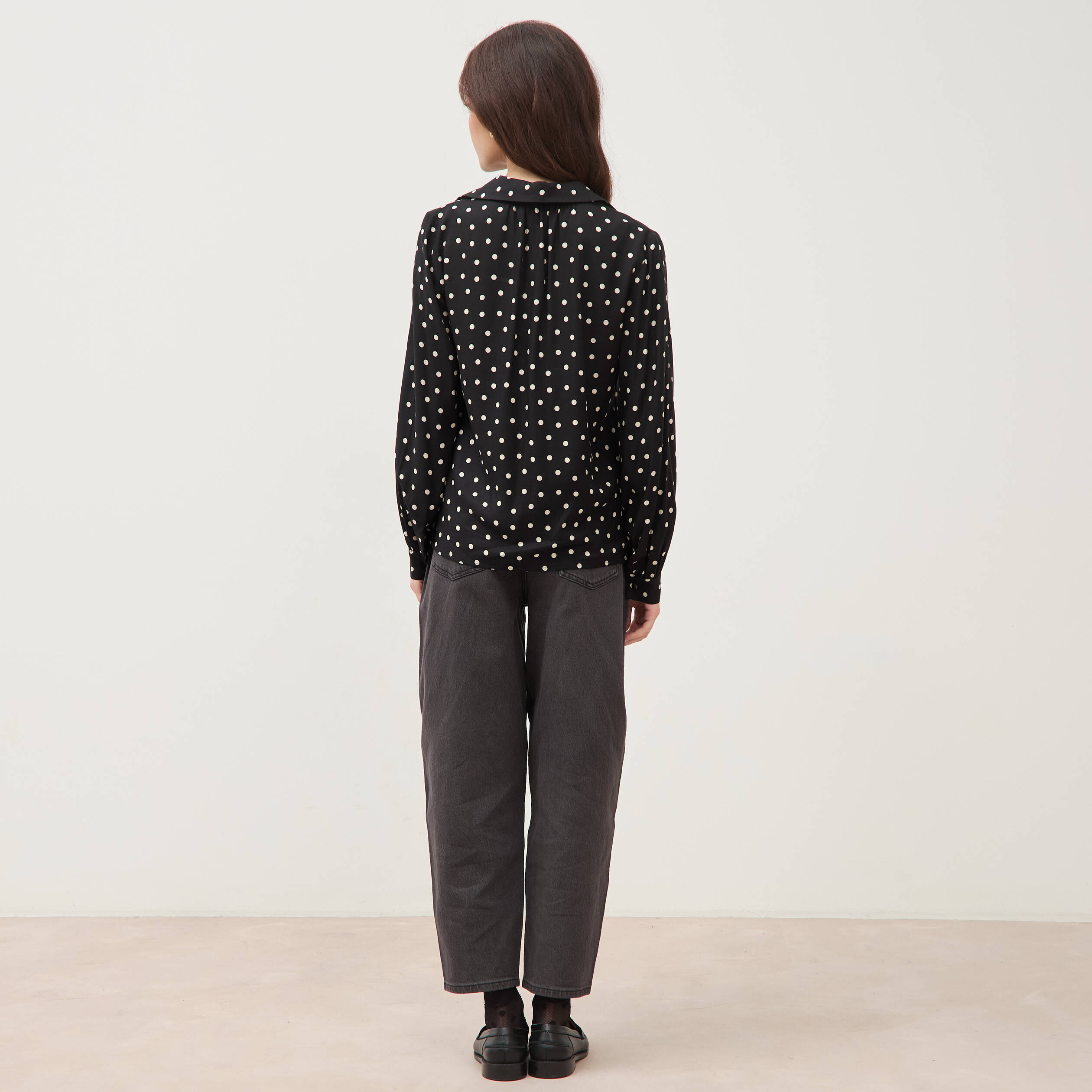 Blouse ample manches longues noir femme