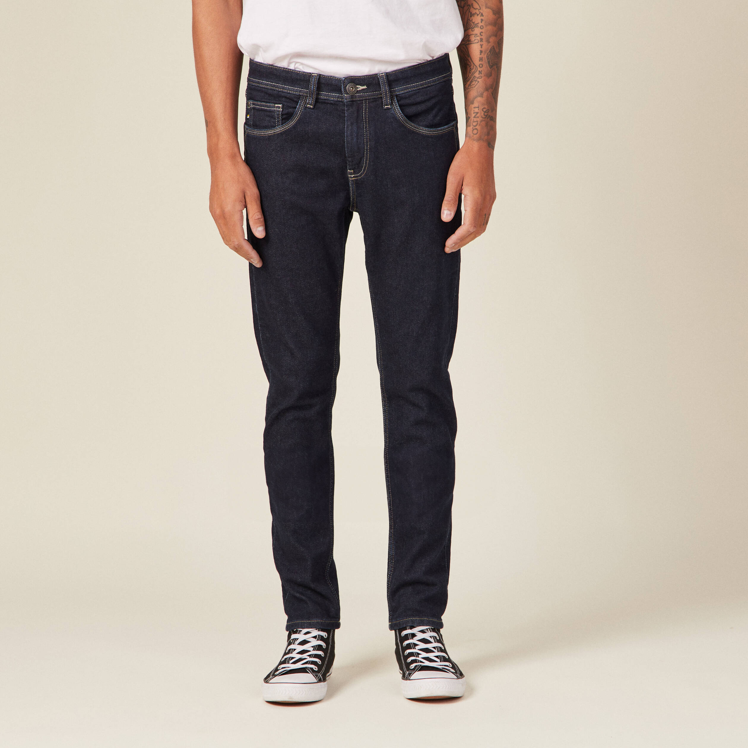 Jeans homme slim effet used denim brut clean homme