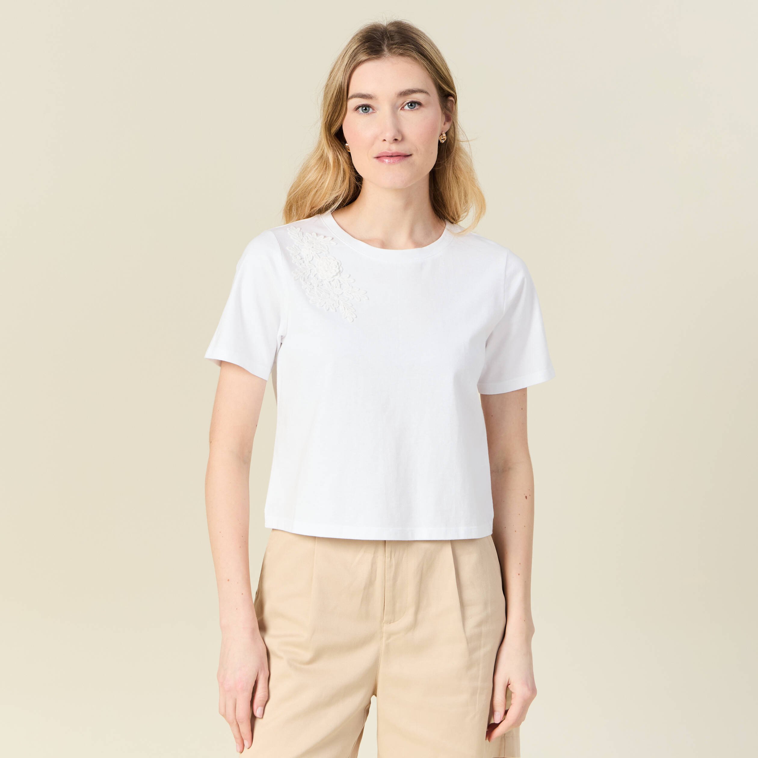 t shirt manches courtes blanc femme T-shirt manches courtes blanc femme