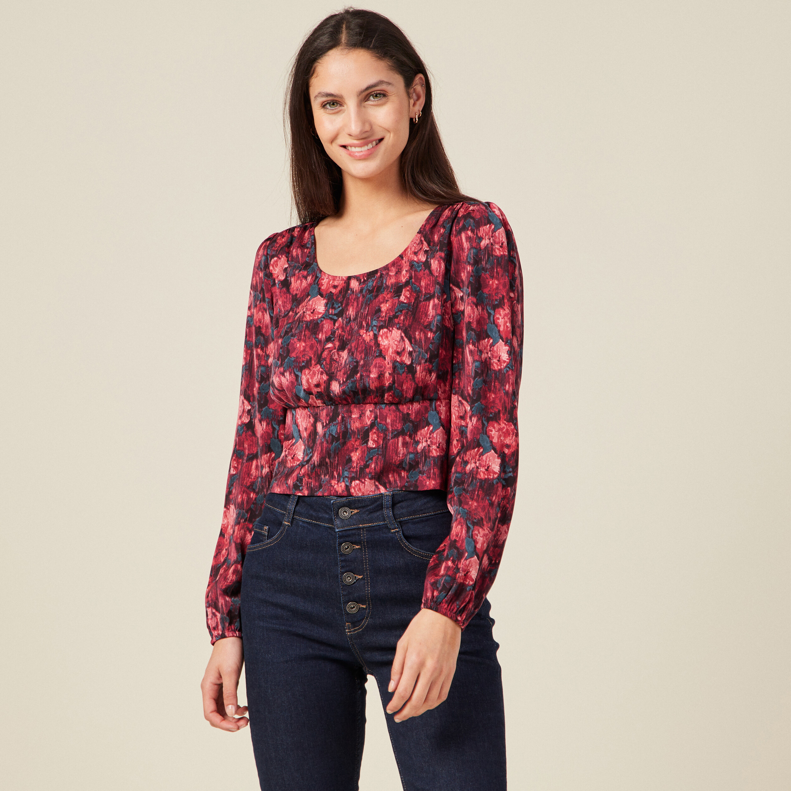 t shirt manches longues satin noir femme T-shirt manches longues satin noir femme
