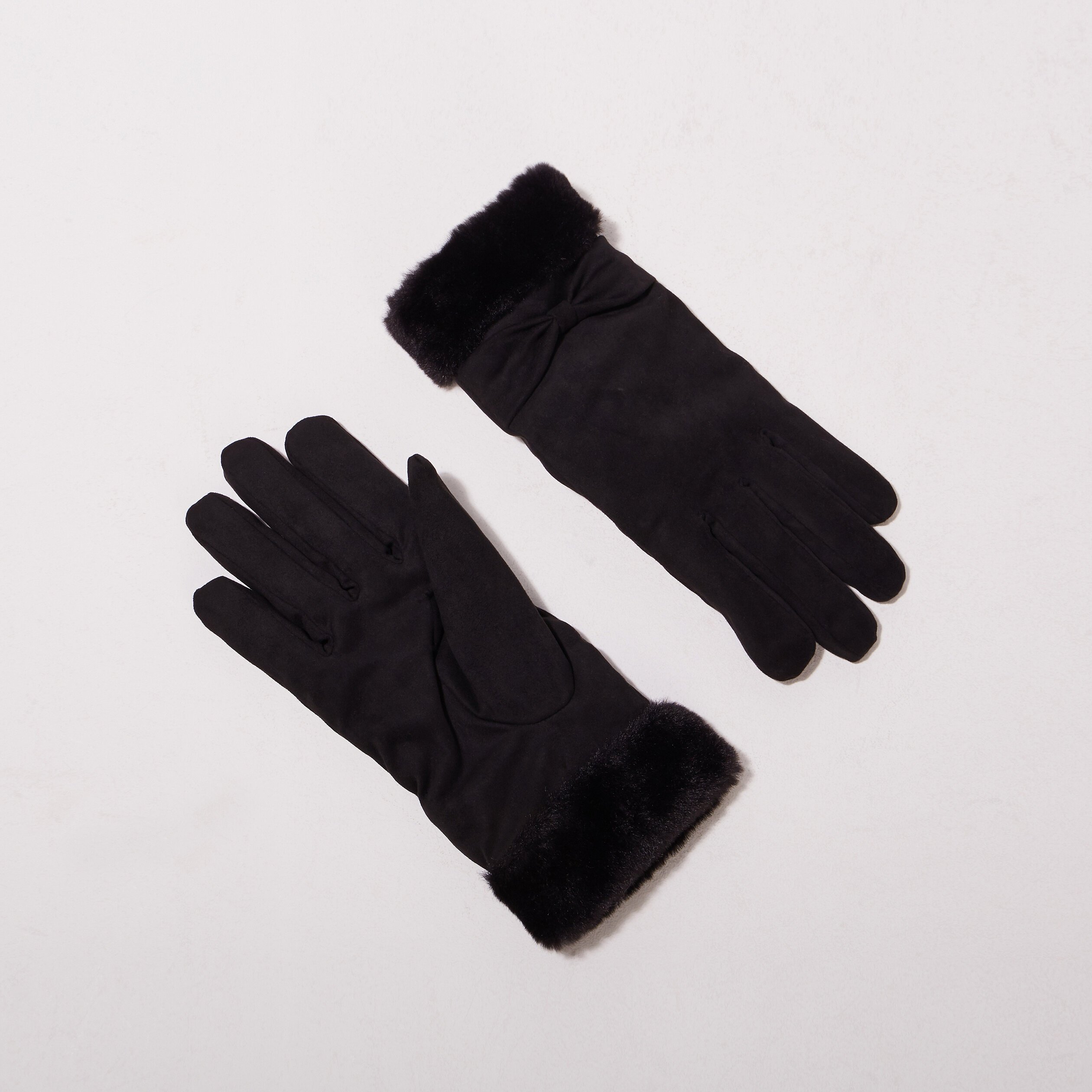 Gants avec noeuds noir femme