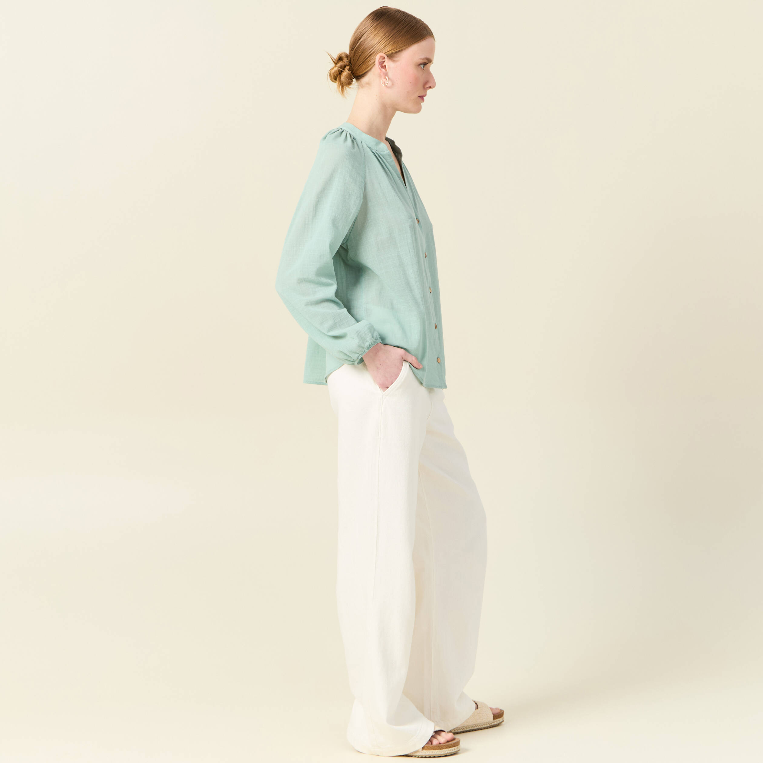chemise manches longues vert pastel femme Chemise manches longues vert pastel femme