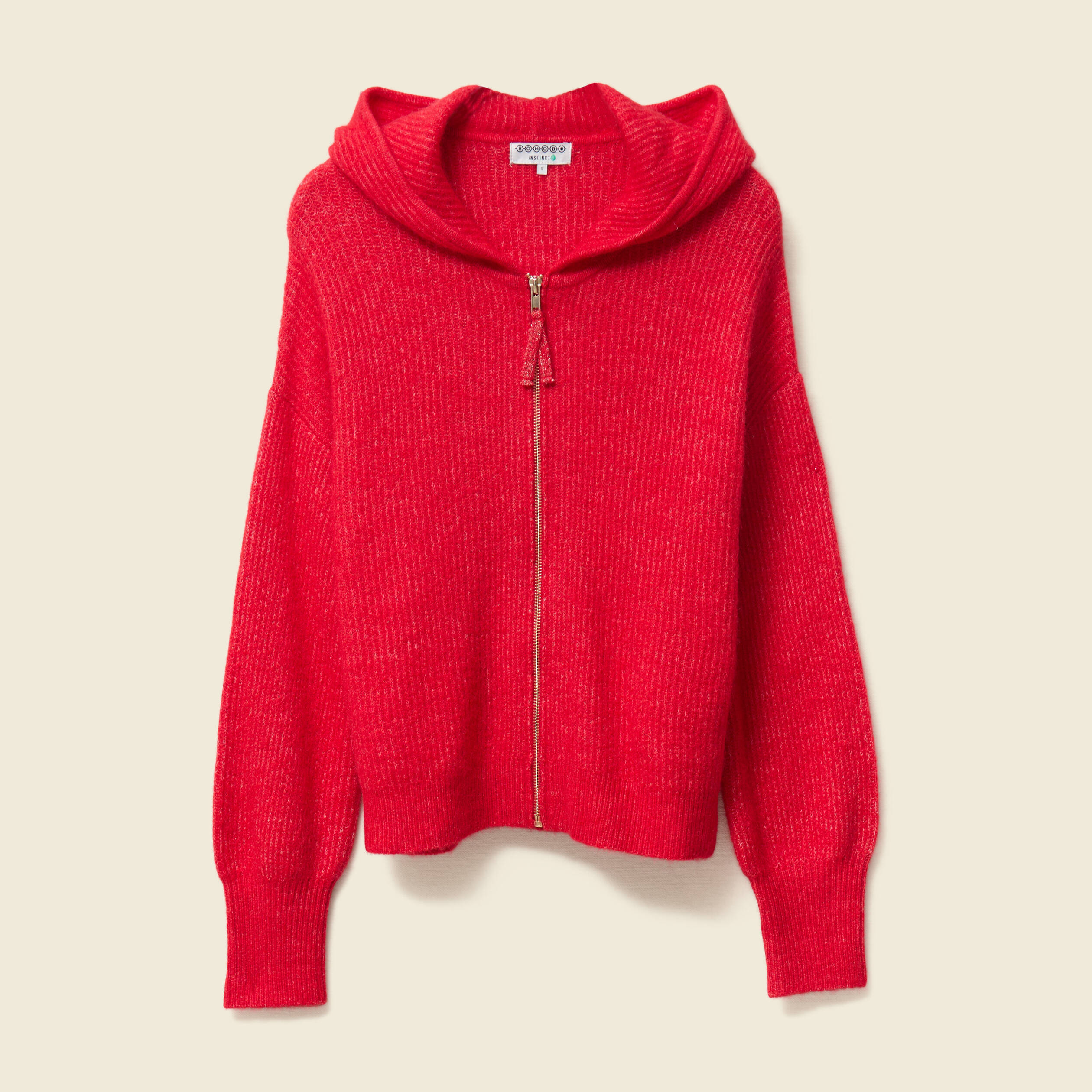 gilet manches longues capuche rouge femme Gilet manches longues capuche rouge femme