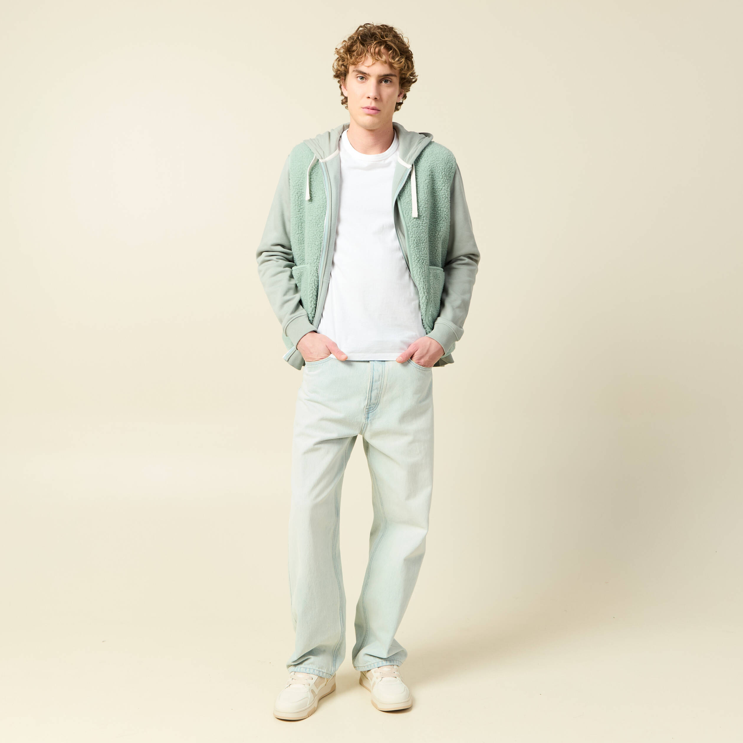 Sweat sans manches effet polaire vert pastel homme