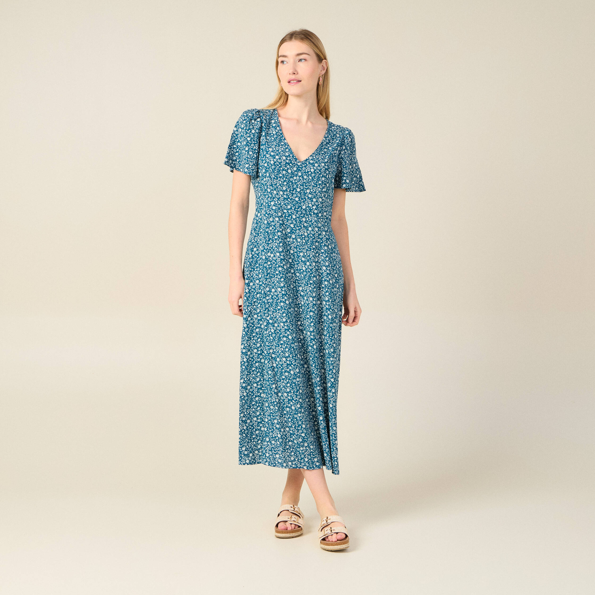 robe longue eco responsable bleu femme Robe longue éco-responsable bleu femme