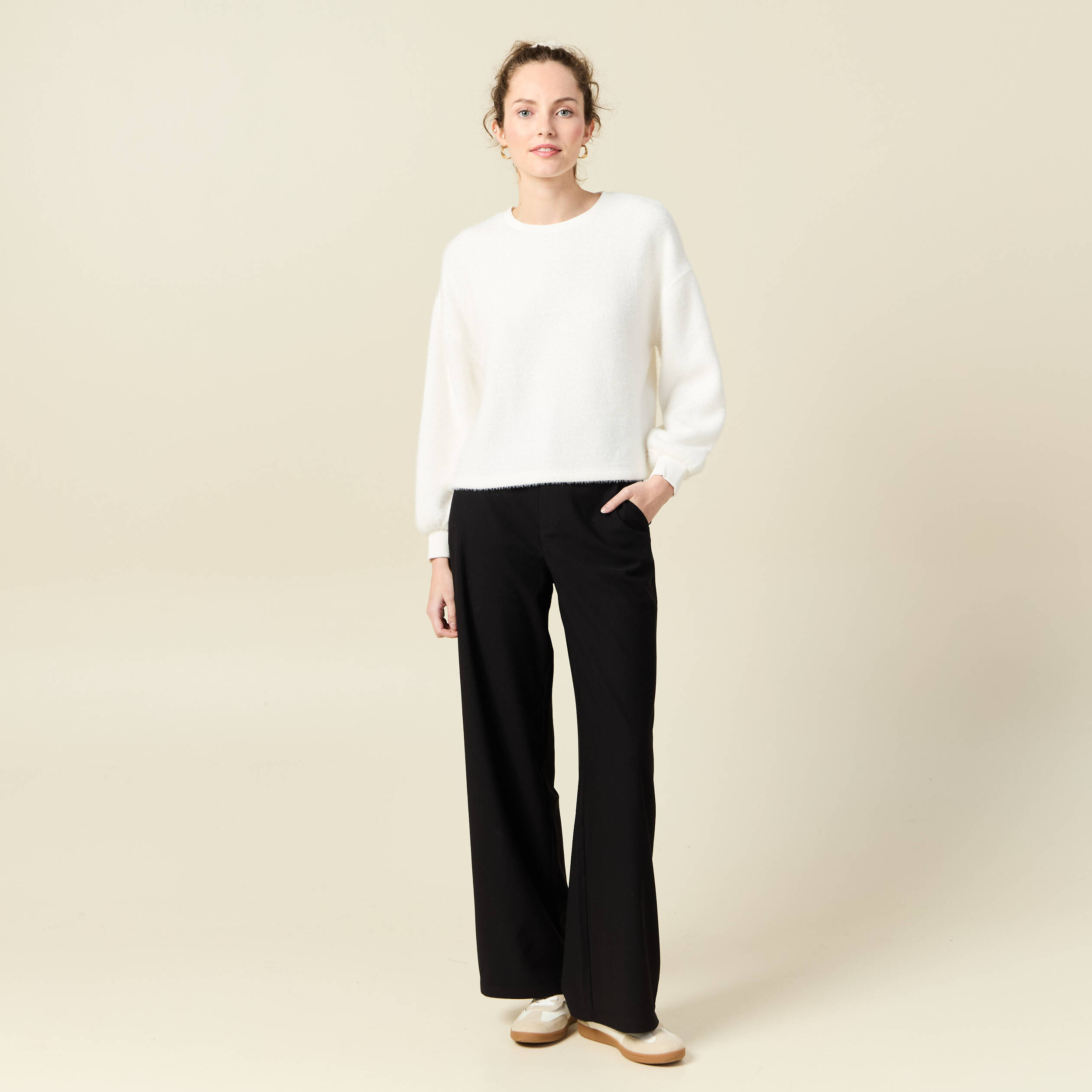 sweat manches longues ecru femme Sweat manches longues ecru femme