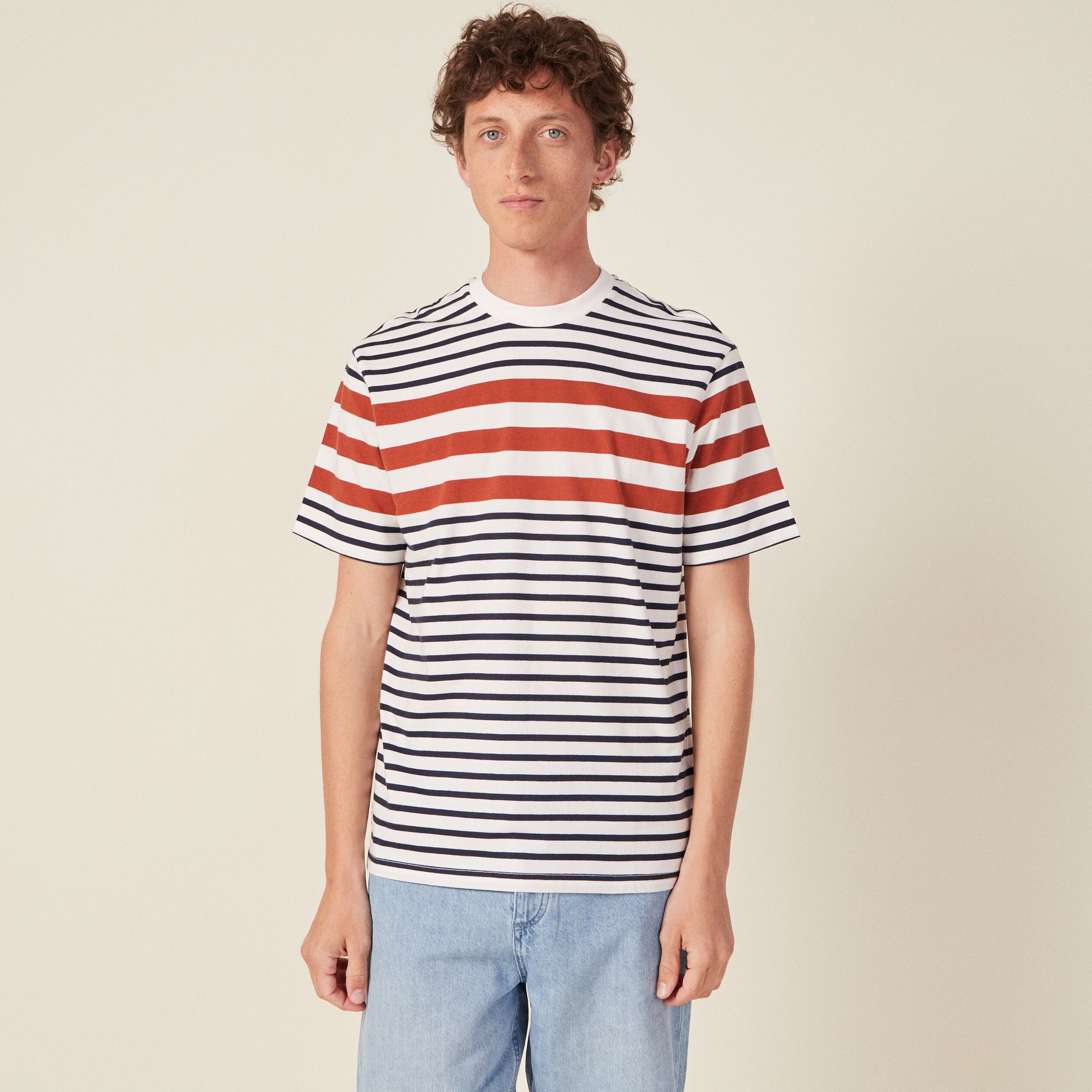 t shirt manches courtes ecru homme T-shirt manches courtes ecru homme