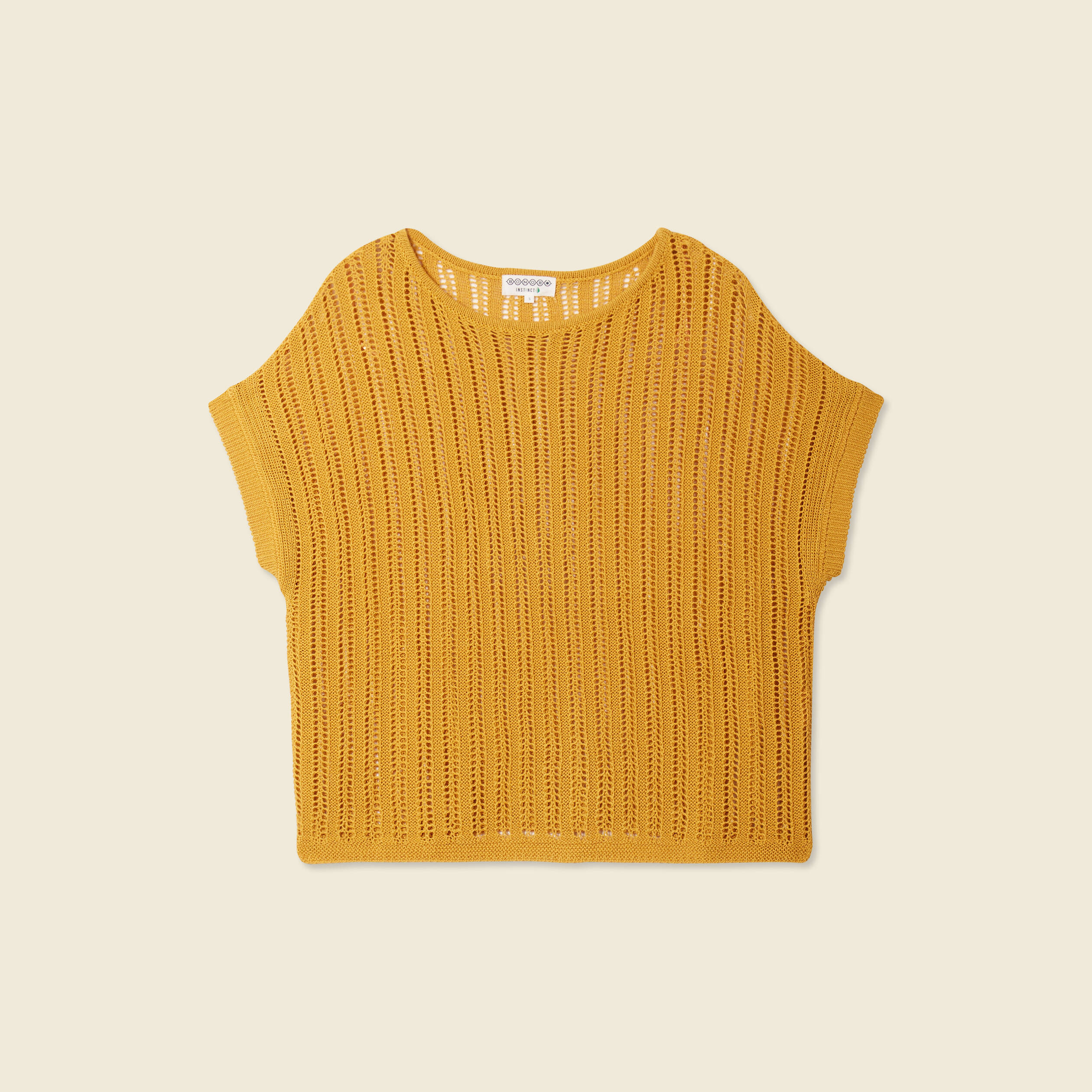 Pull oversize ajour&eacute; col bateau jaune femme