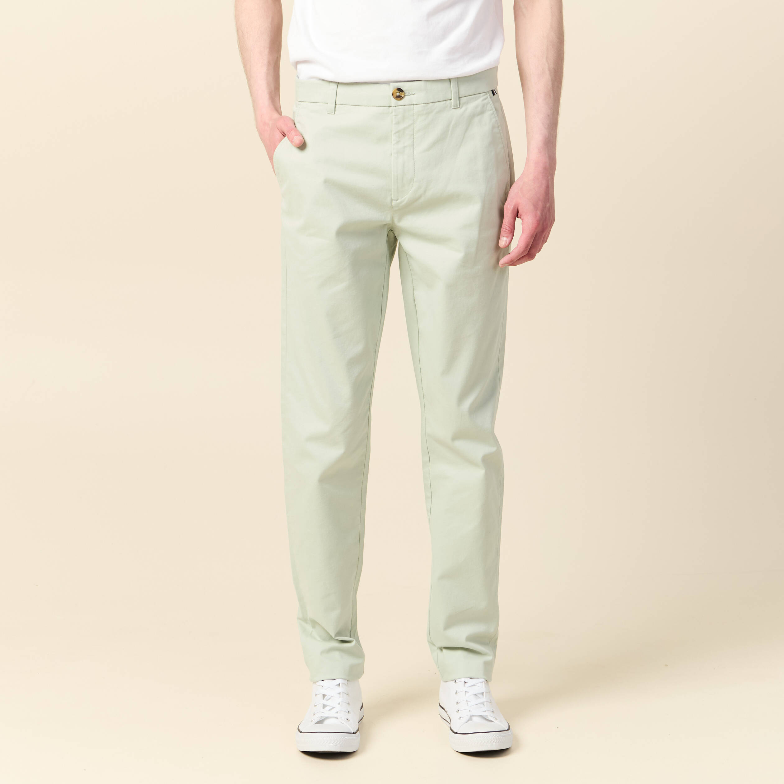 pantalon slim instinct chino vert clair homme Pantalon slim Instinct chino vert clair homme