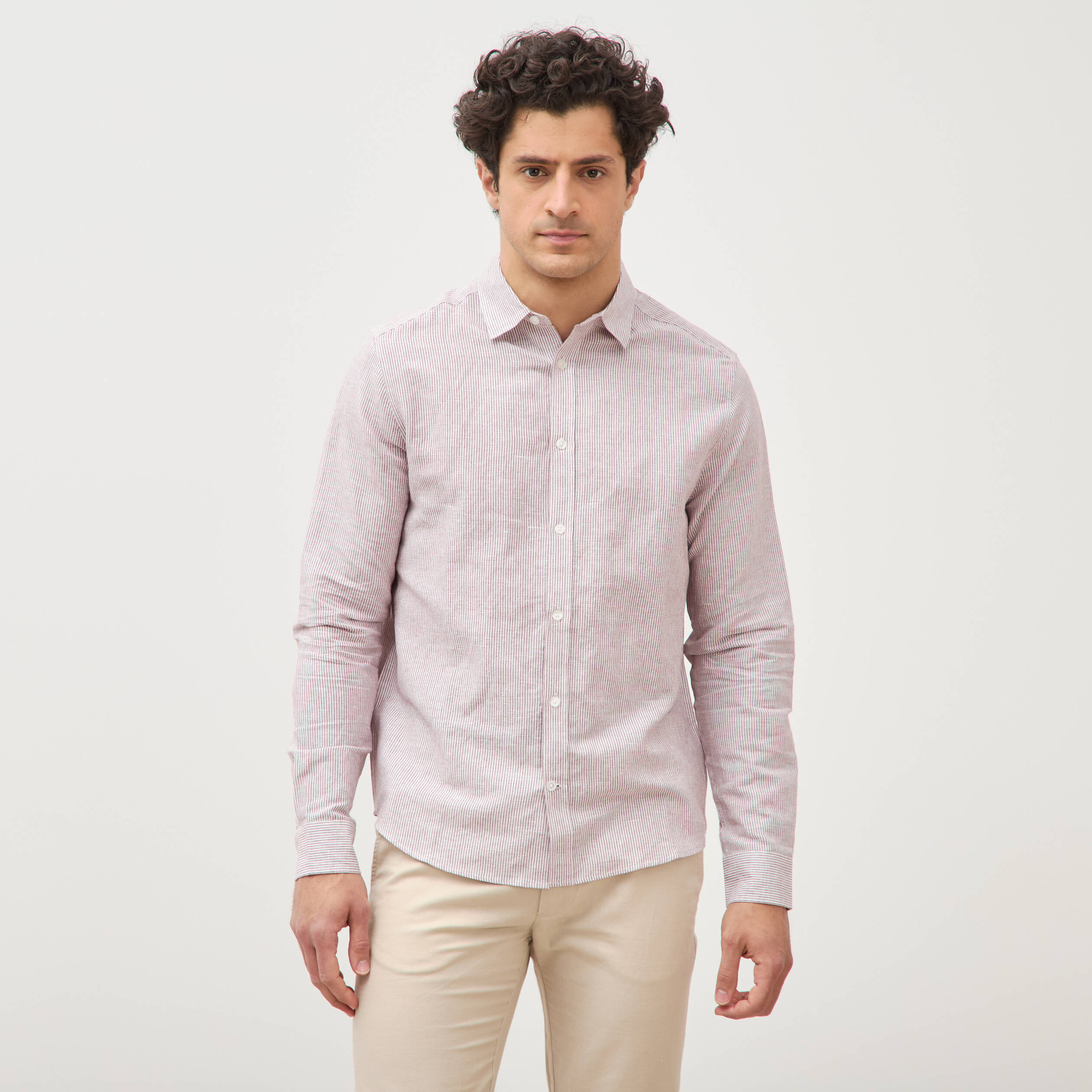 Chemise manches longues vieux rose homme