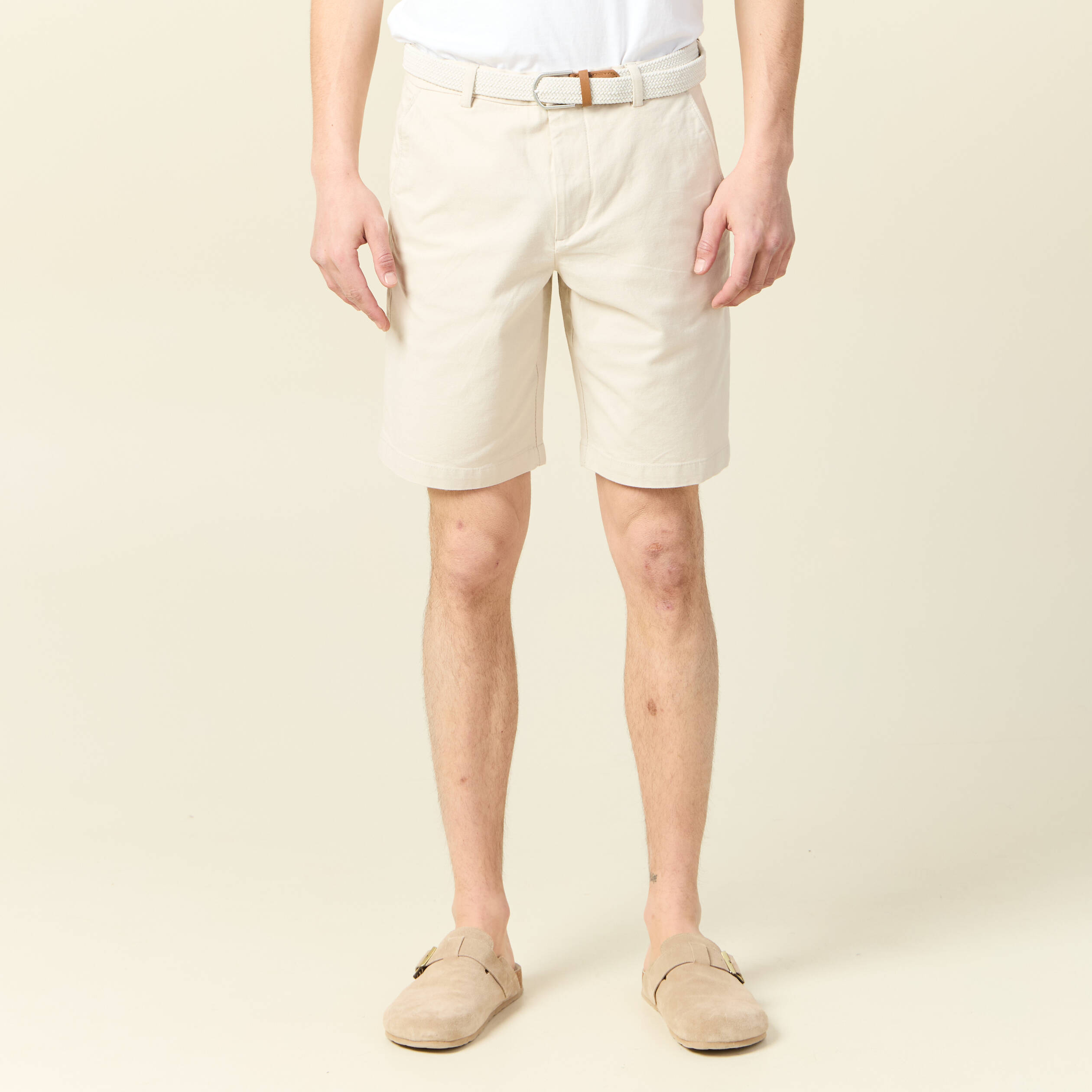 bermuda droit chino ceinture sable homme Bermuda droit chino ceinture sable homme