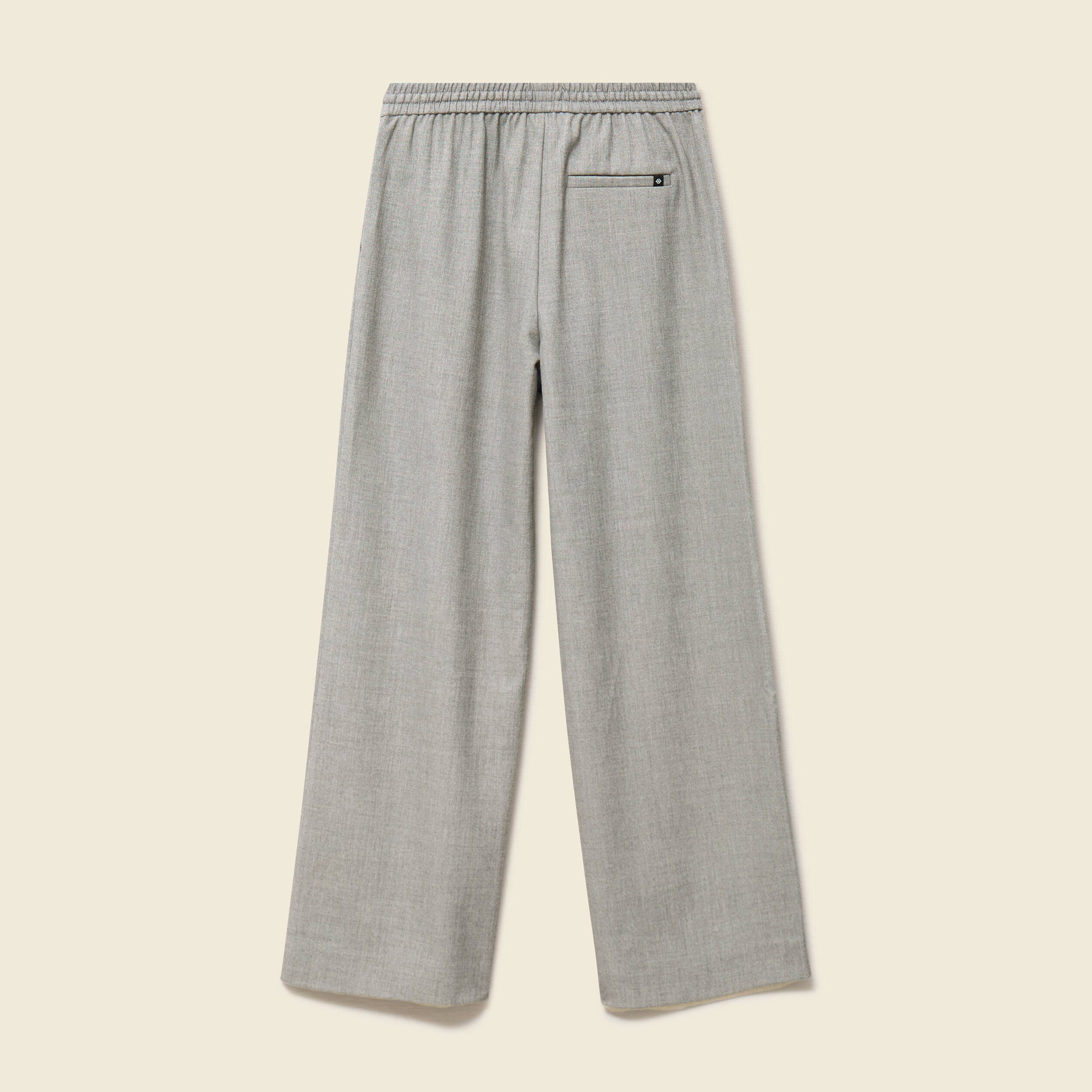 Pantalon taille haute fluide gris clair femme