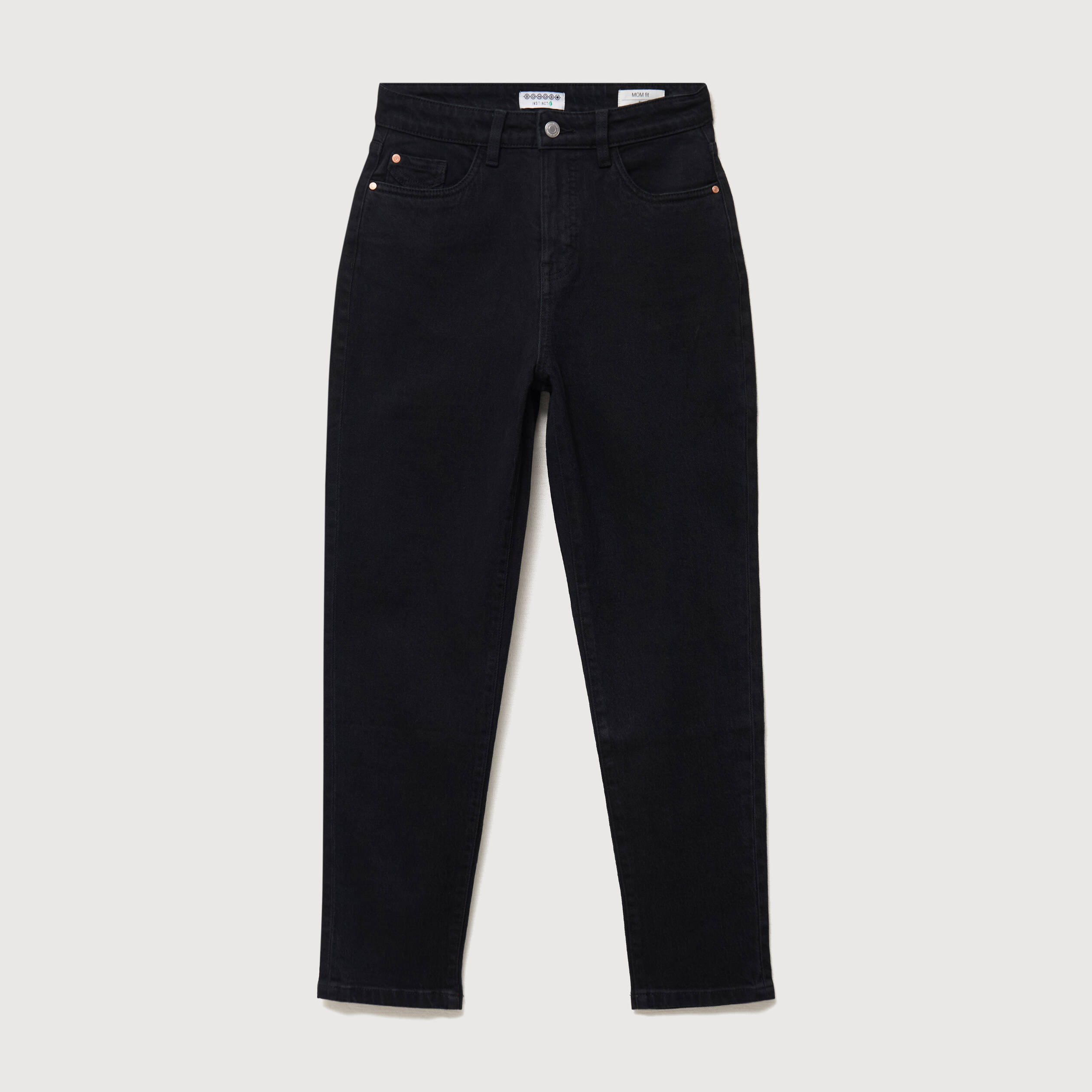 Jeans mom 7/8&egrave;me denim noir femme