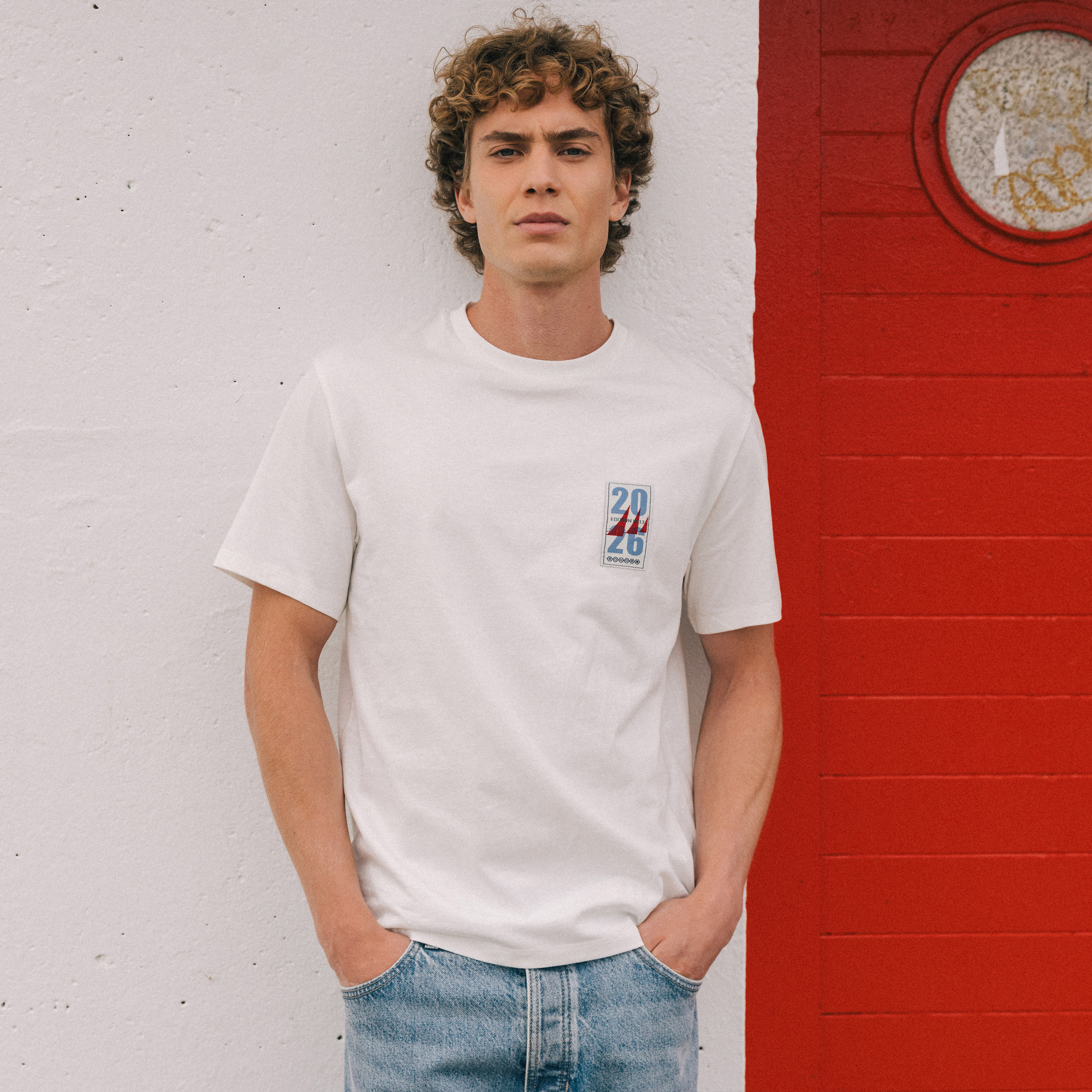 T-shirt en coton ecru homme
