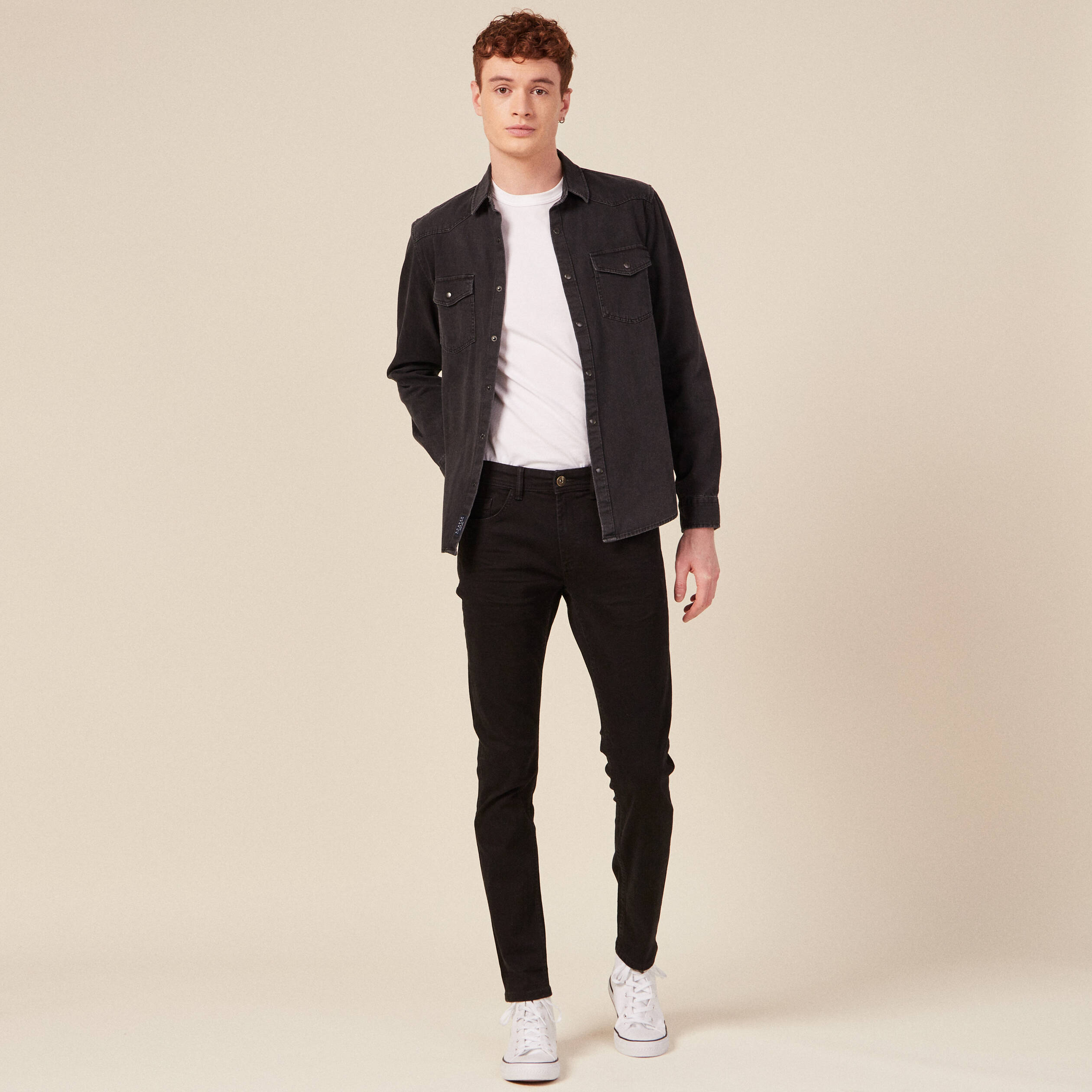 Jeans slim longueur 32 denim noir homme