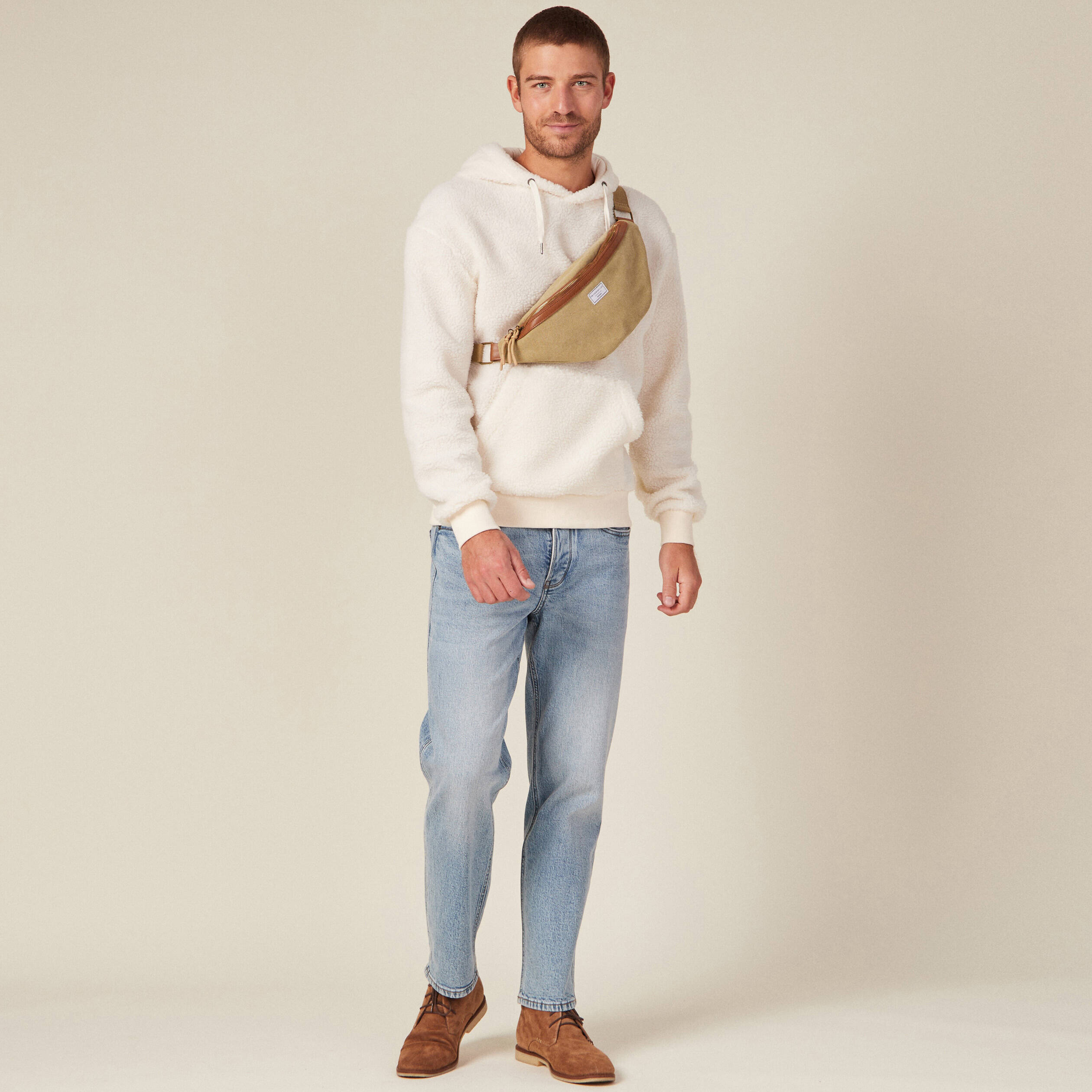 sweat a capuche sherpa ecru homme Sweat à capuche sherpa ecru homme