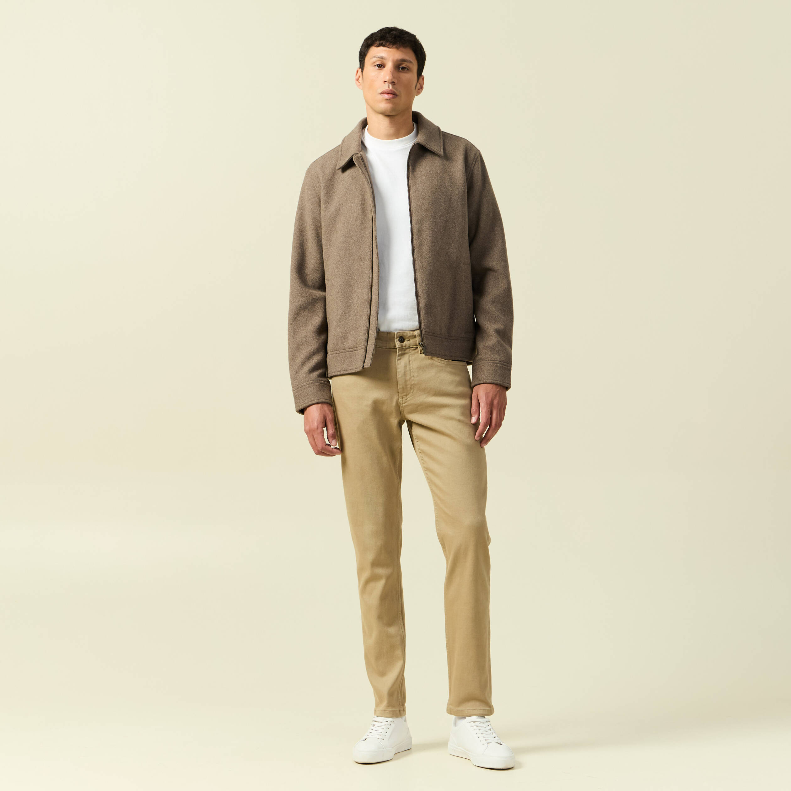 Jeans slim longueur 32 beige homme