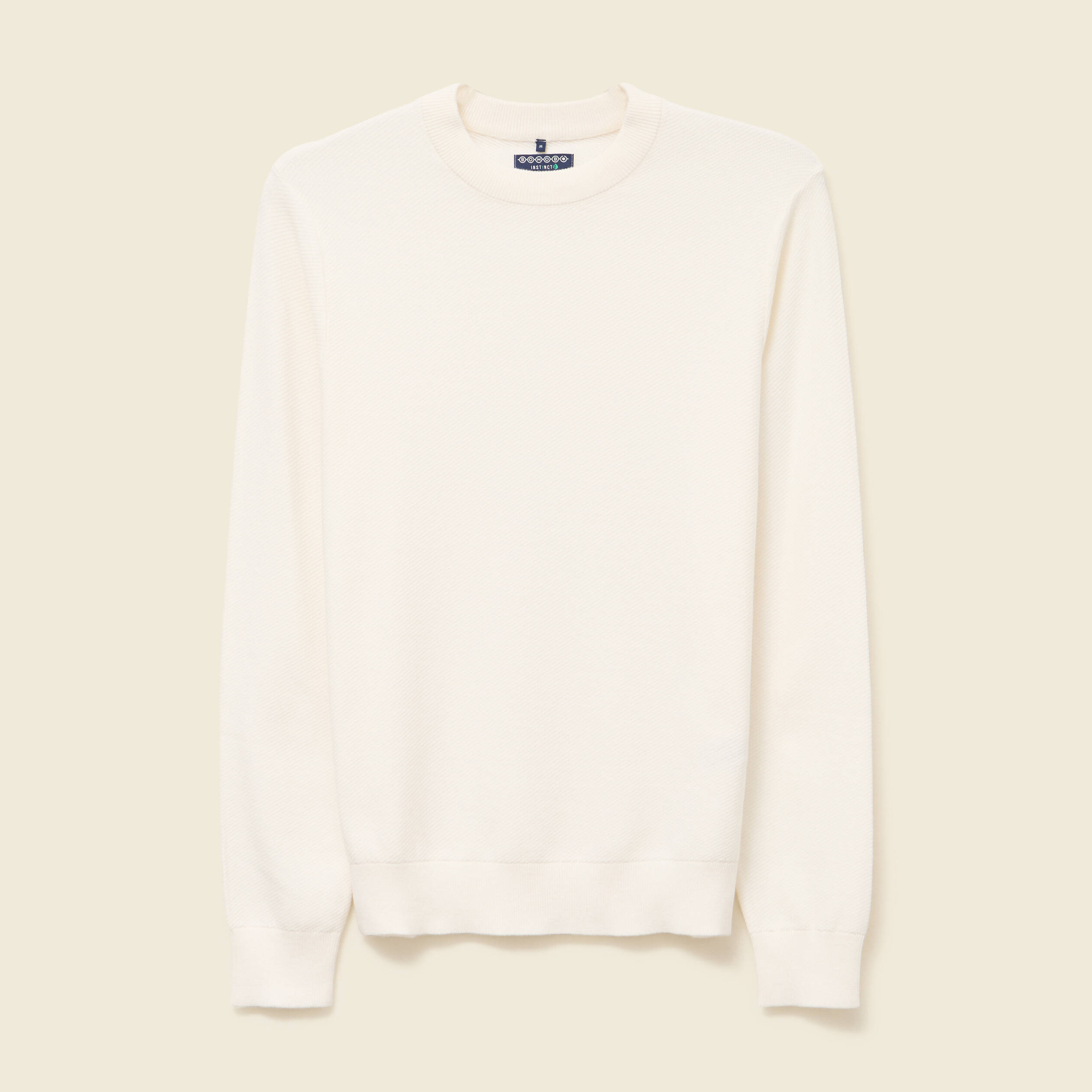 Pull col rond manches longues ecru homme
