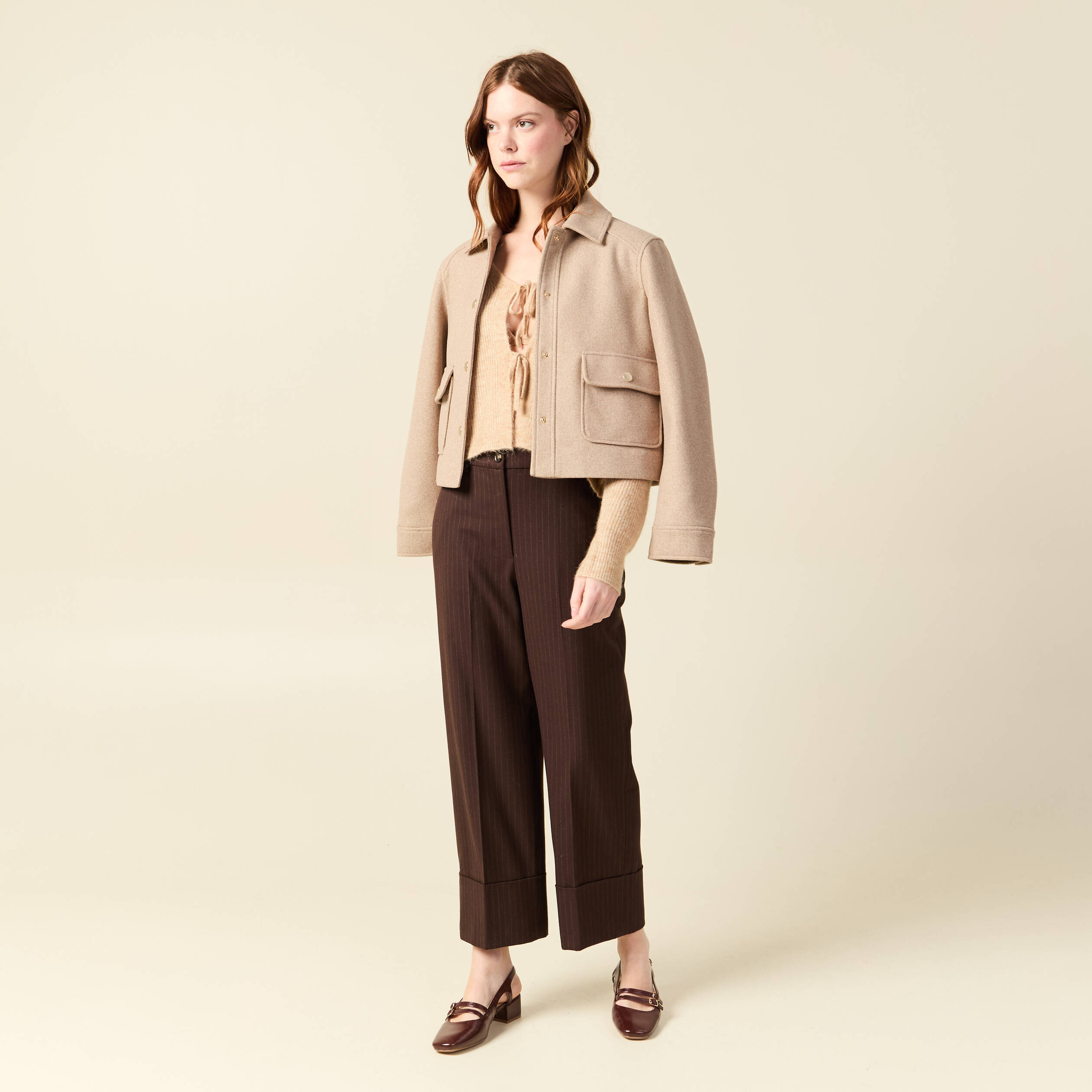 Blouson manches longues doubl&eacute; sable femme