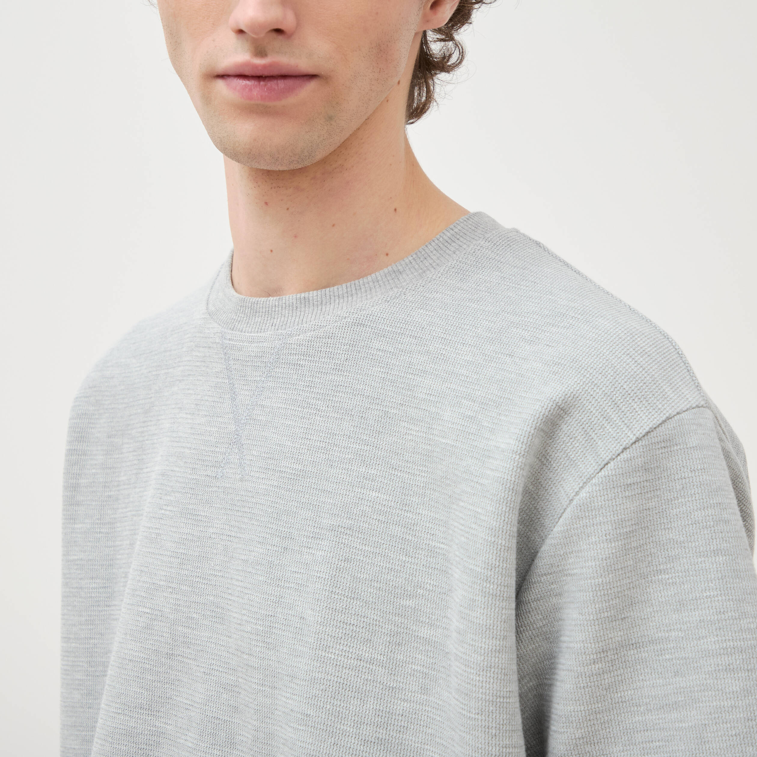 T-shirt ample col rond manches courtes gris homme