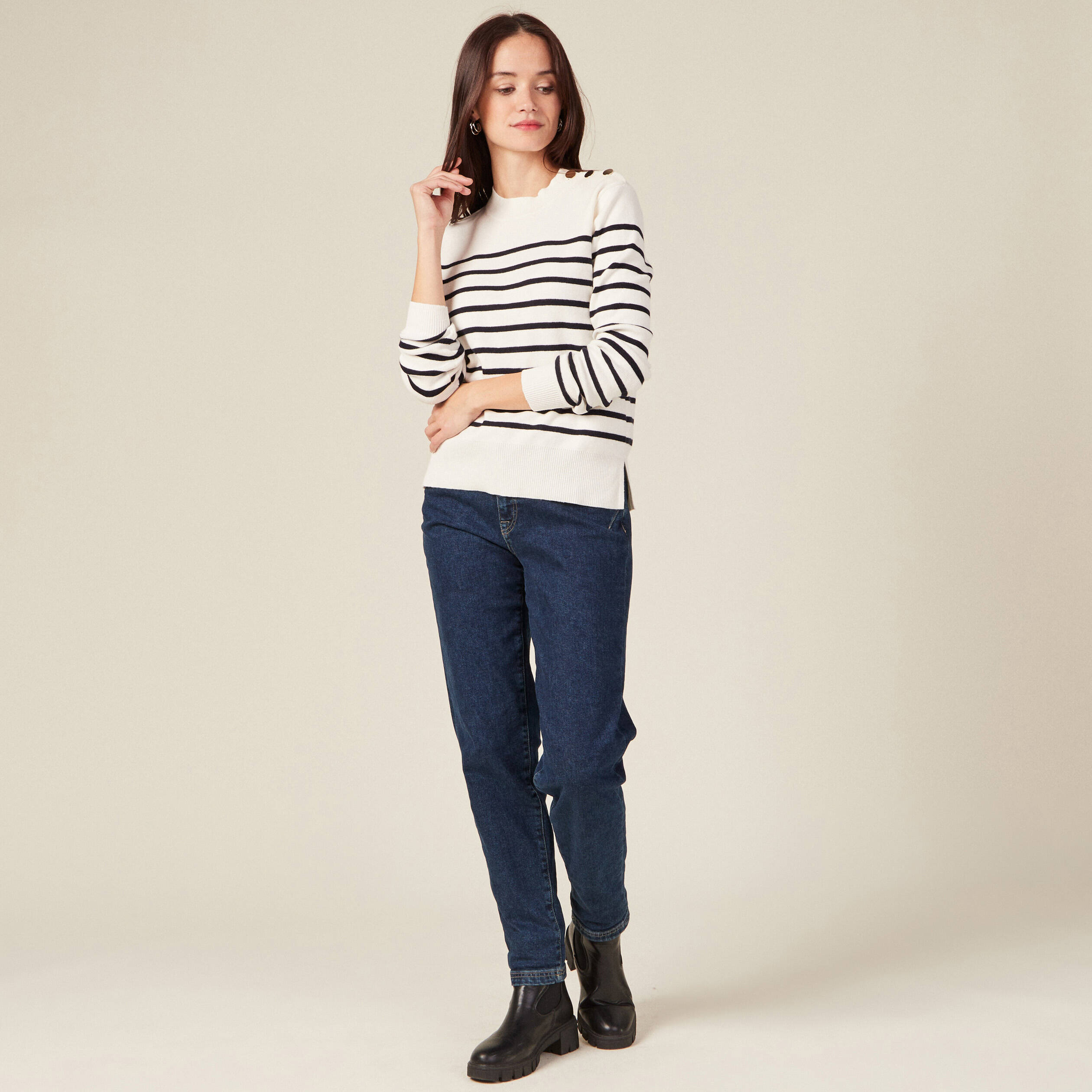 Pull éco-responsable ecru femme