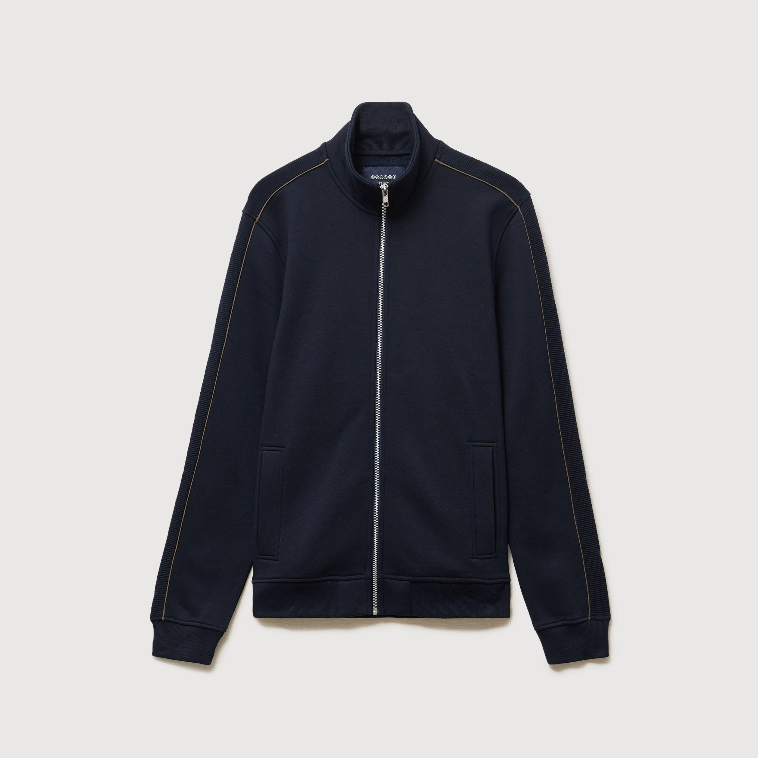Gilet manches longues zipp&eacute; bleu marine homme
