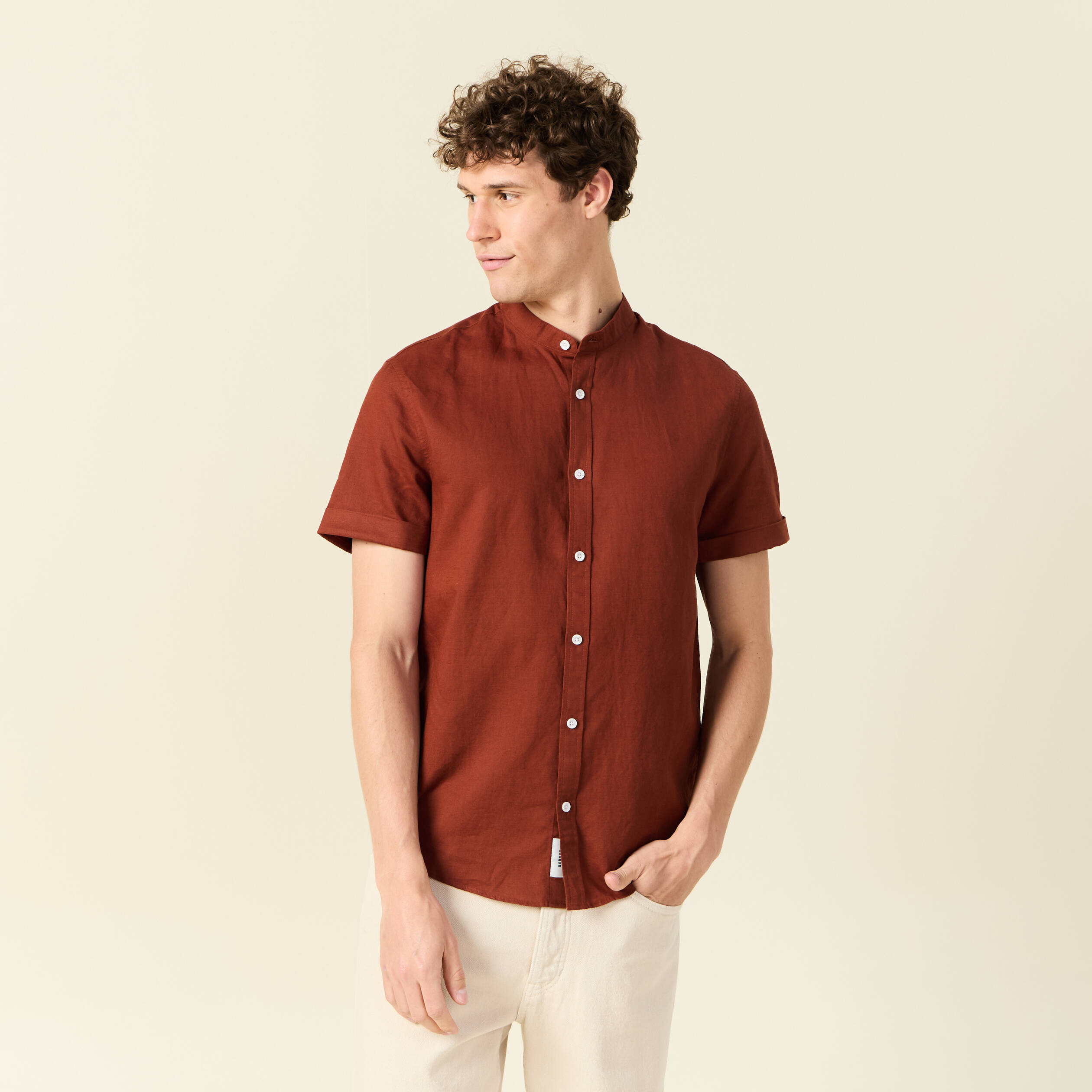 chemise manches courtes marron cognac homme Chemise manches courtes marron cognac homme
