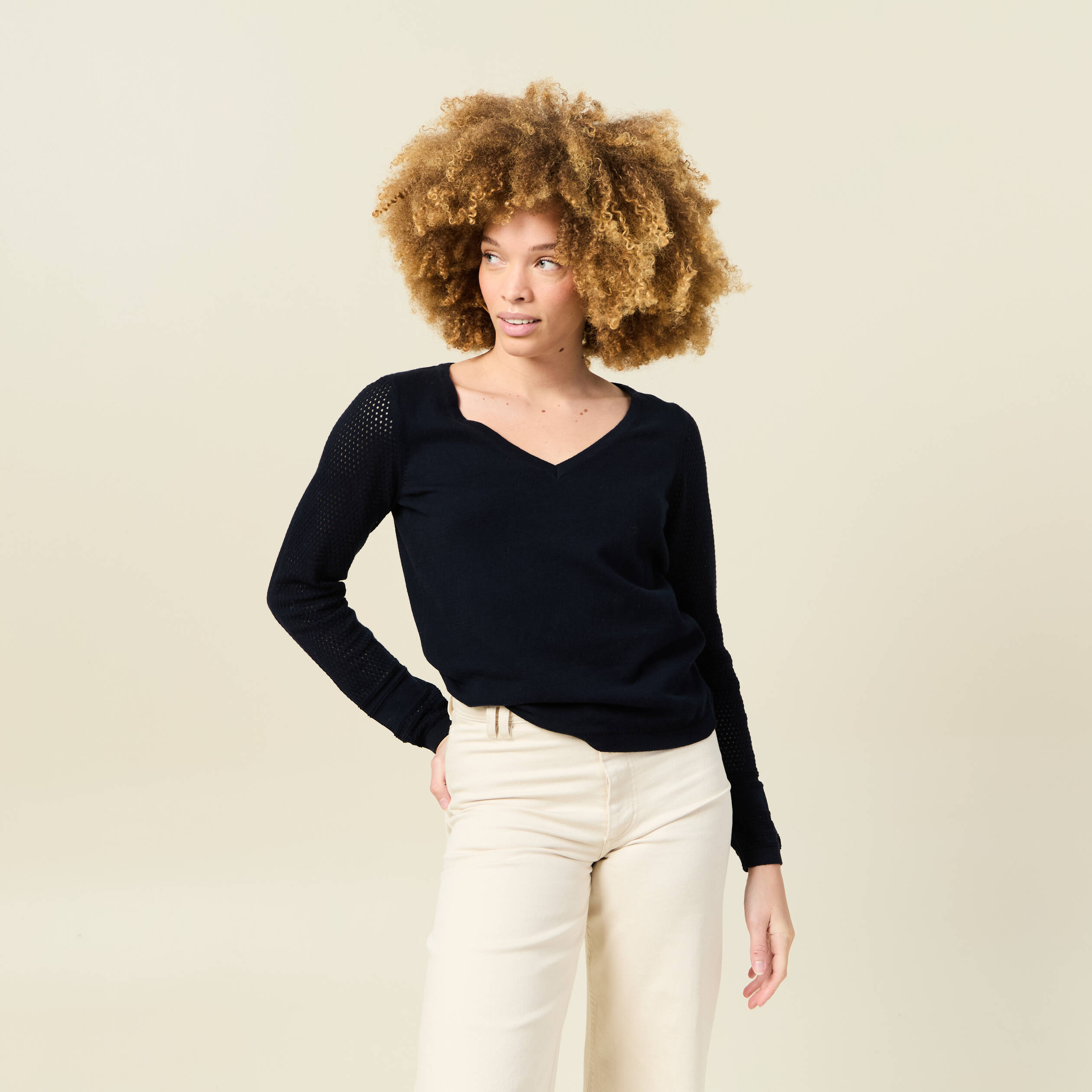 pull a manches longues bleu marine femme Pull à manches longues bleu marine femme