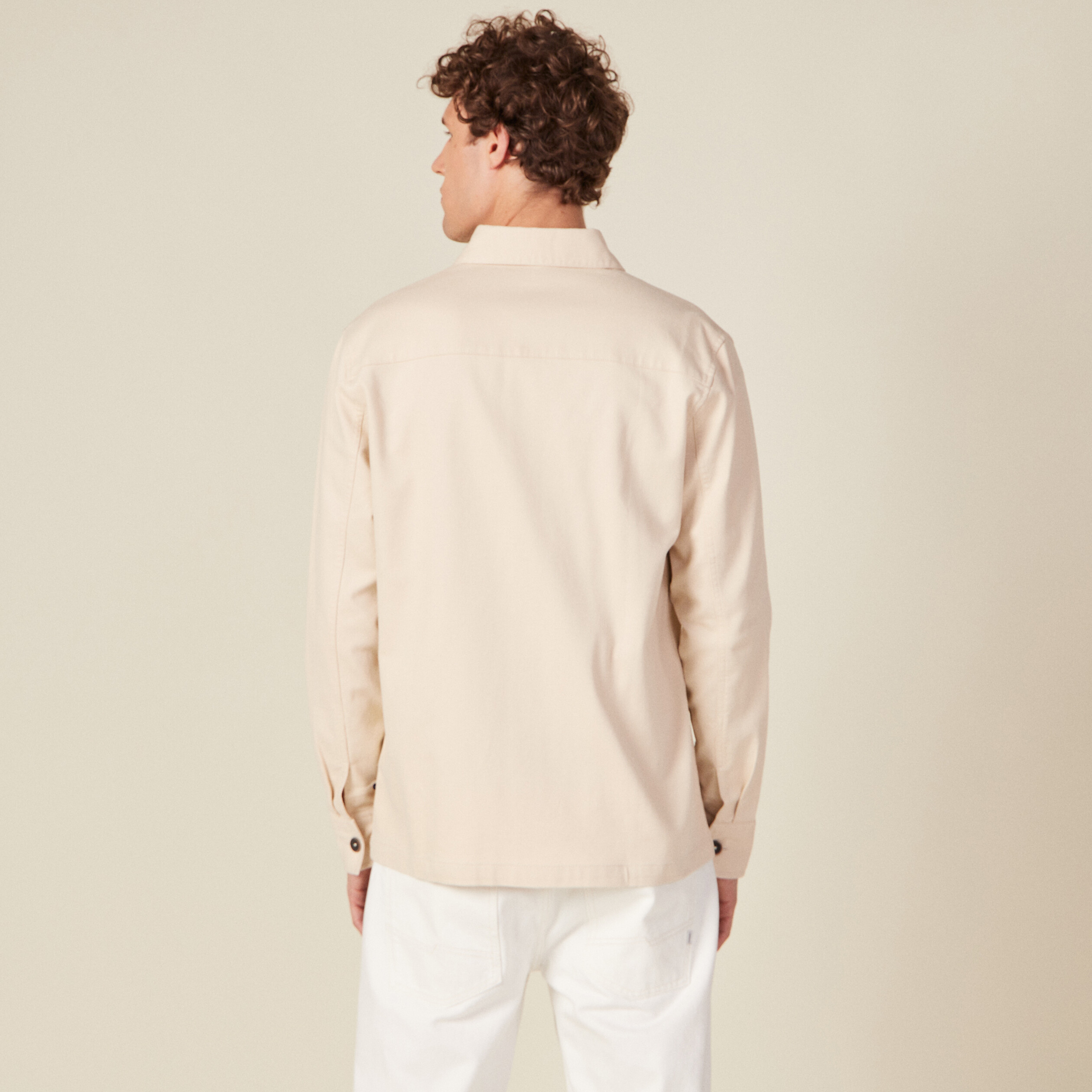 Surchemise manches longues beige homme