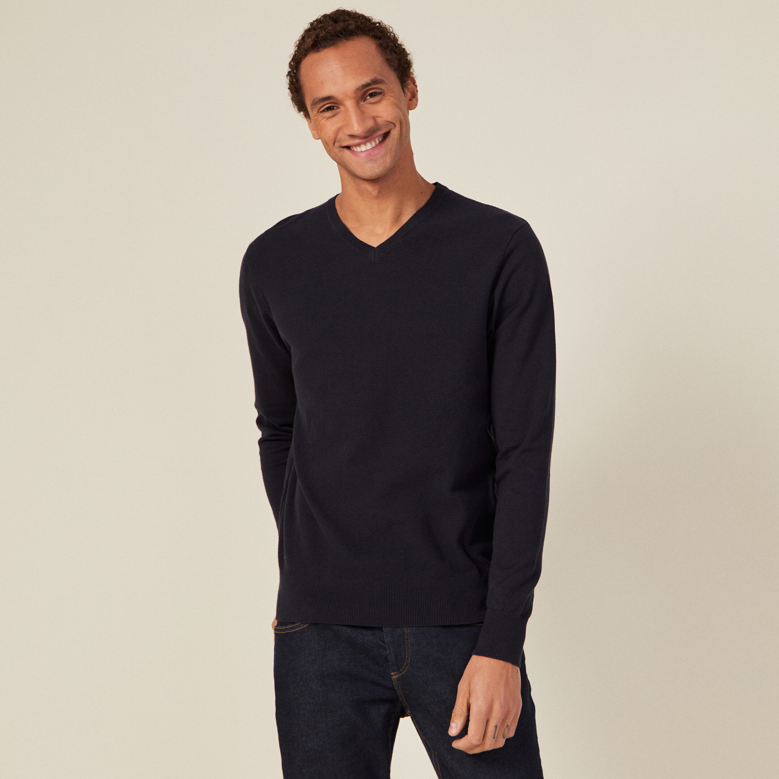pull manches longues bleu fonce homme Pull manches longues bleu foncé homme