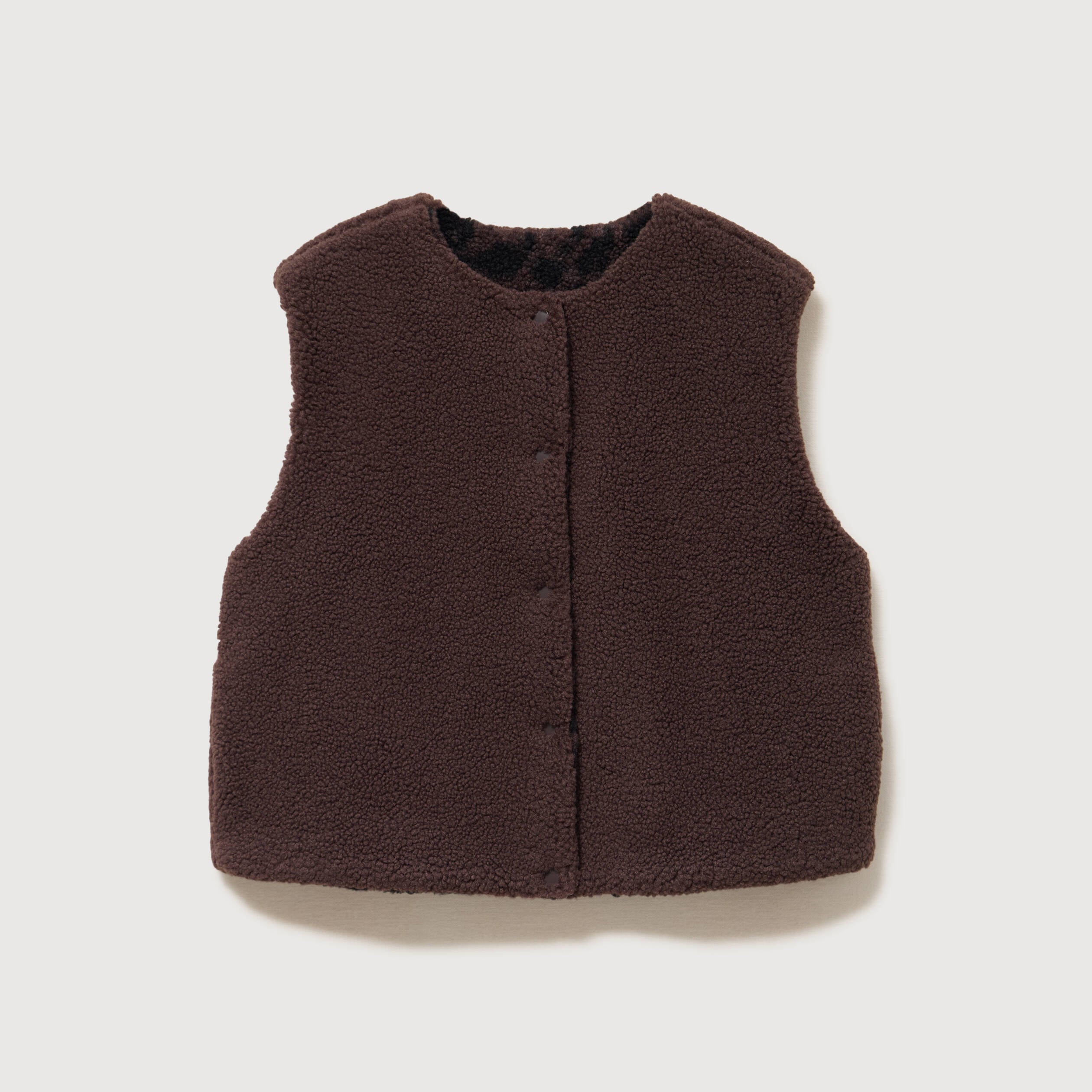 Gilet sans manches r&eacute;versible marron chocolat femme