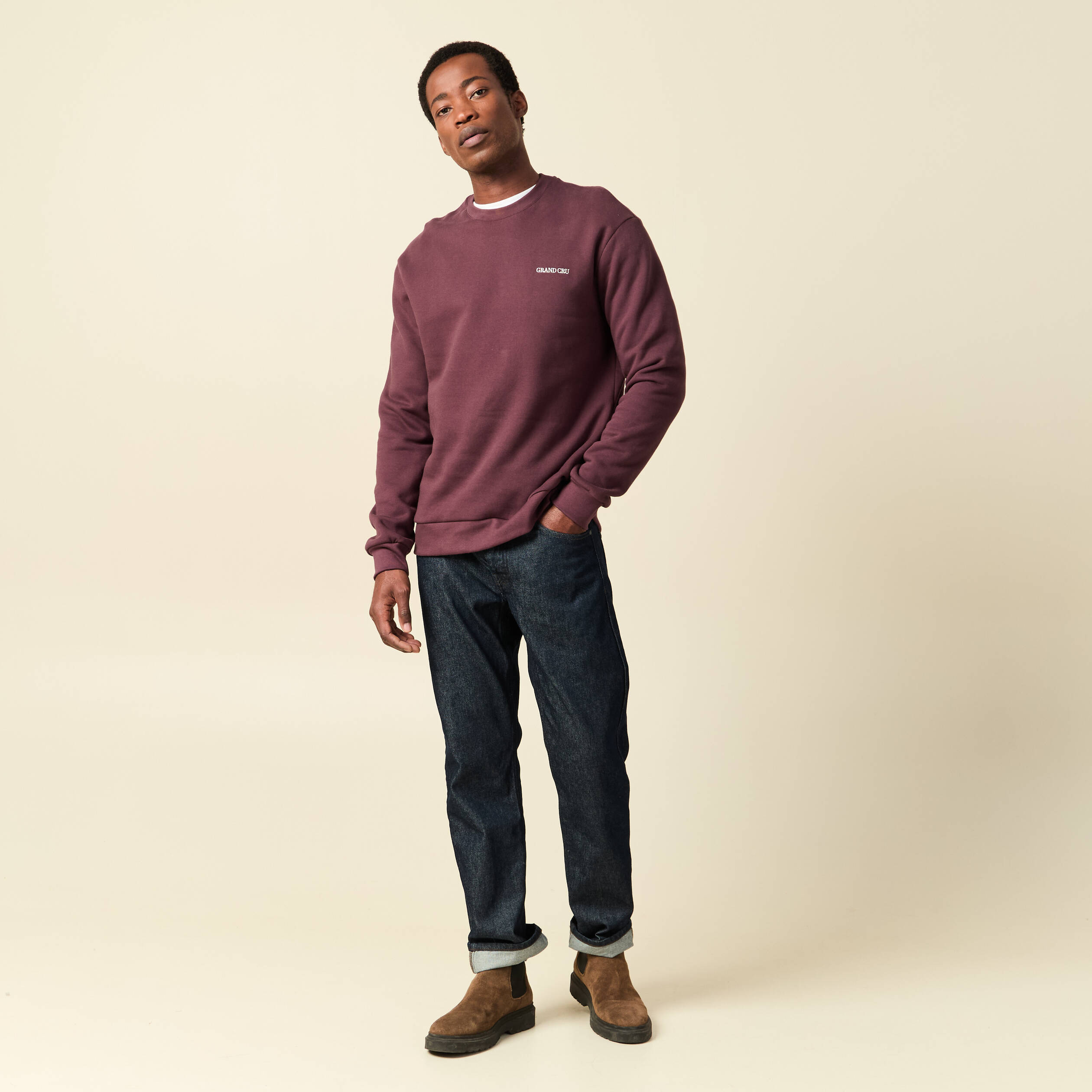 Sweat manches longues bordeaux homme