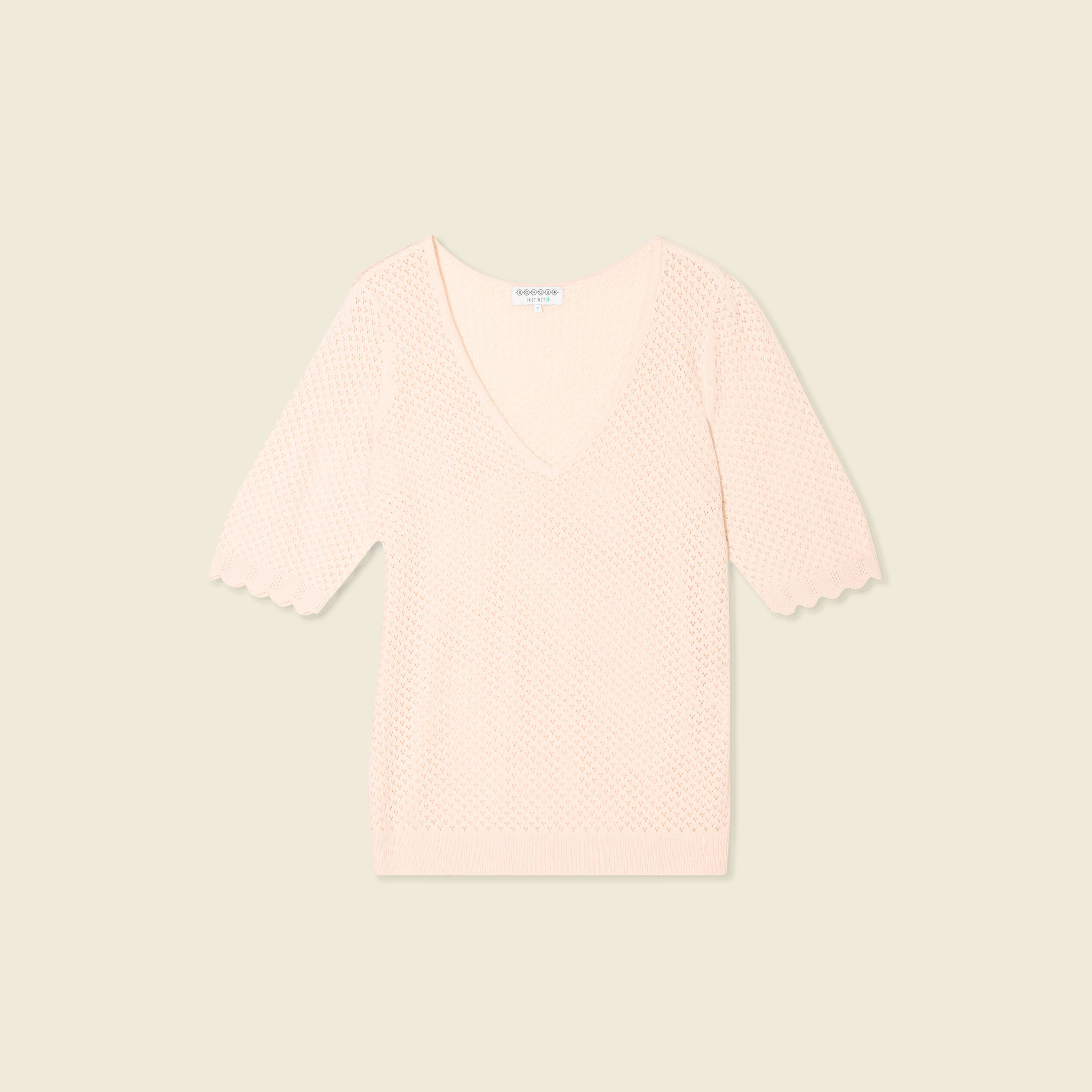pull manches courtes ajoure rose poudree femme Pull manches courtes ajouré rose poudrée femme