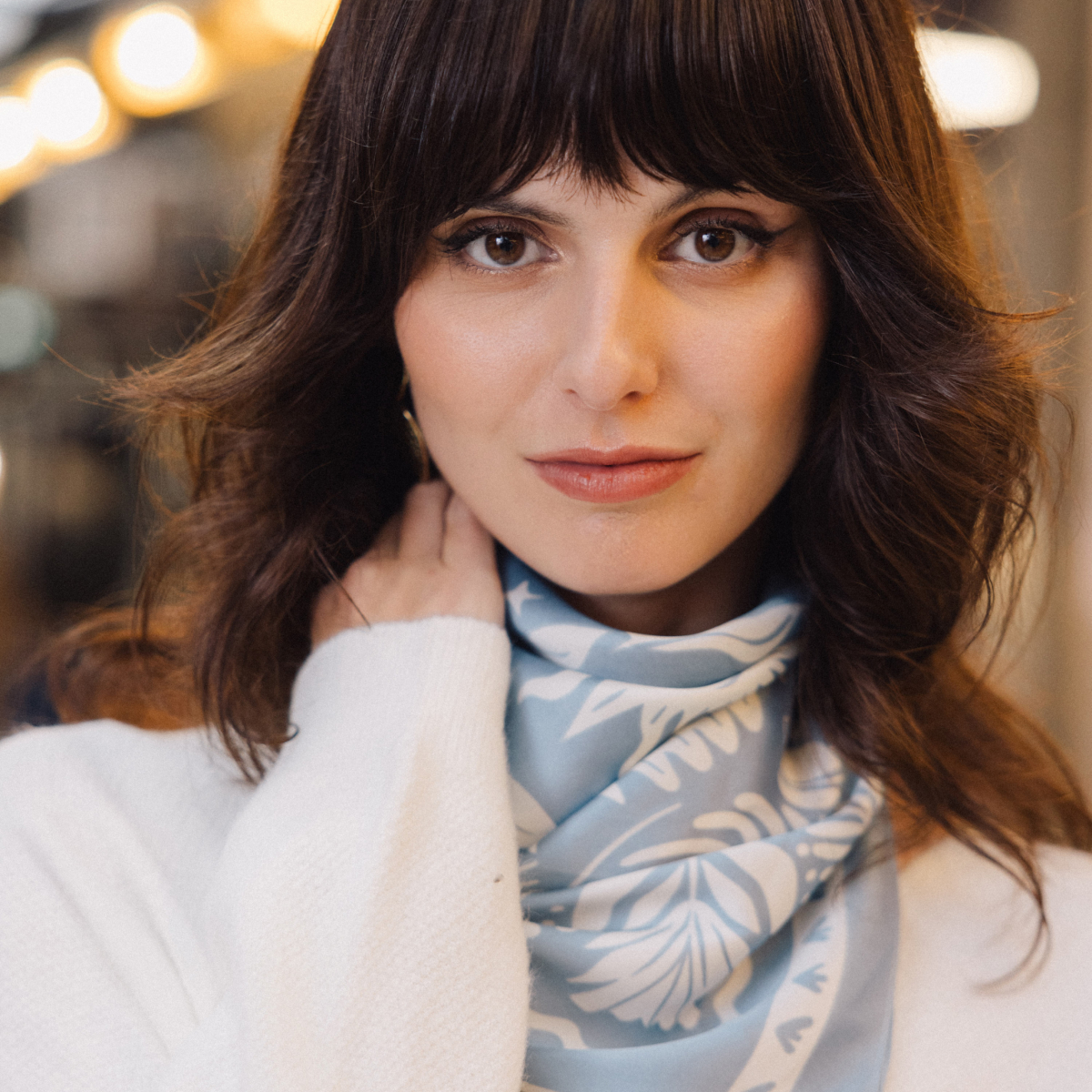 foulard satin bleu clair femme Foulard satin bleu clair femme