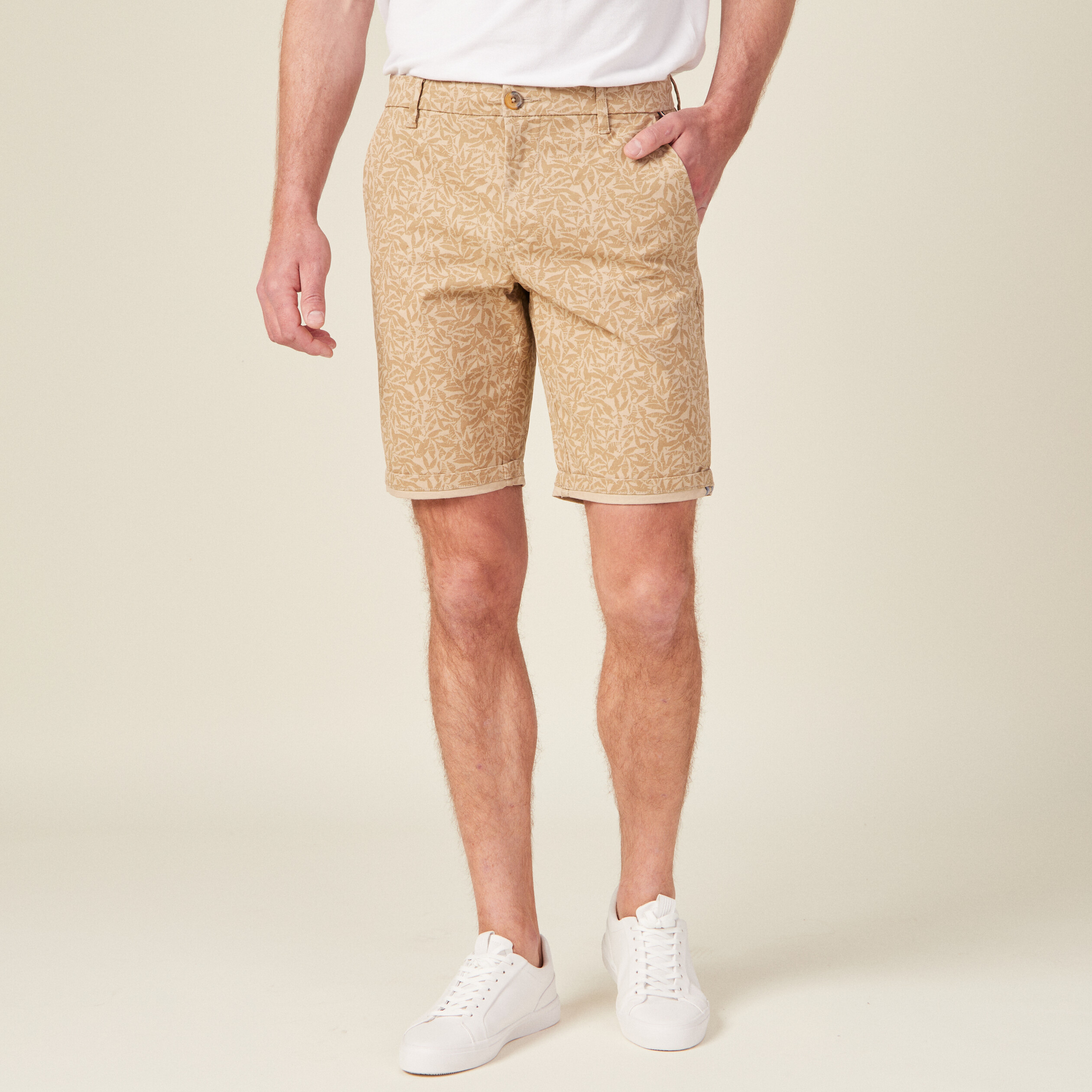Short chino straight beige homme