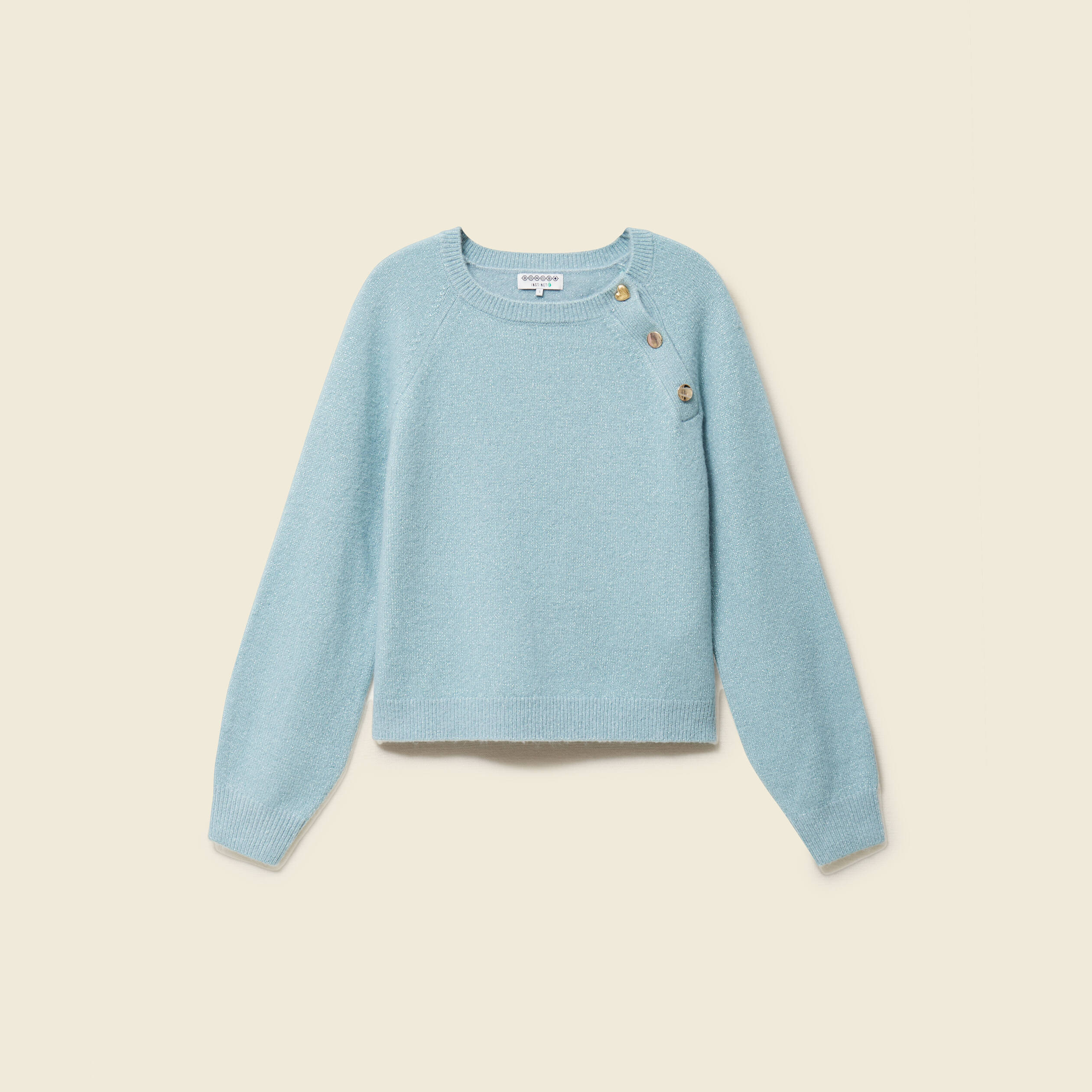 Pull manches longues col rond gris femme