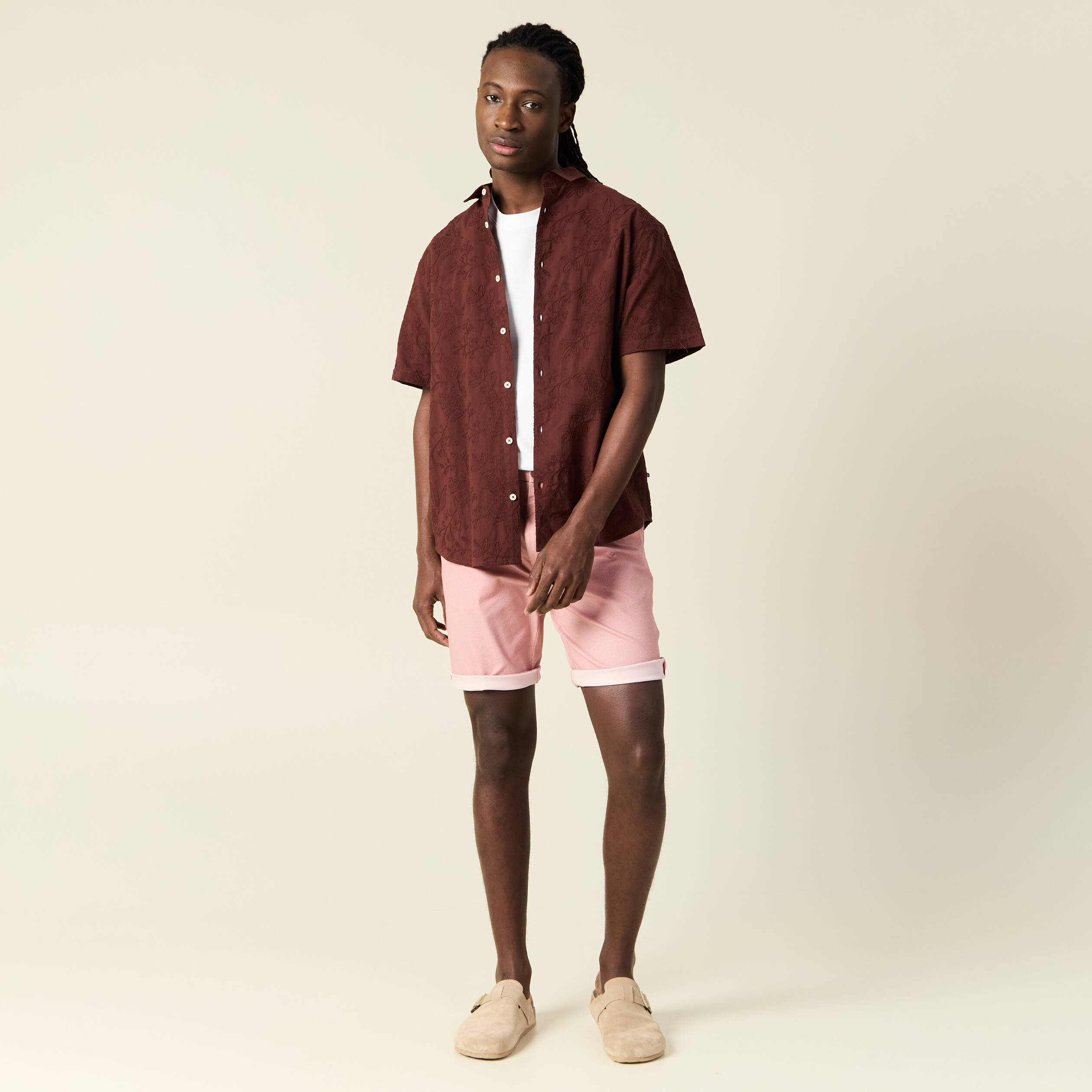 bermuda droit eco responsable rose clair homme Bermuda droit éco-responsable rose clair homme