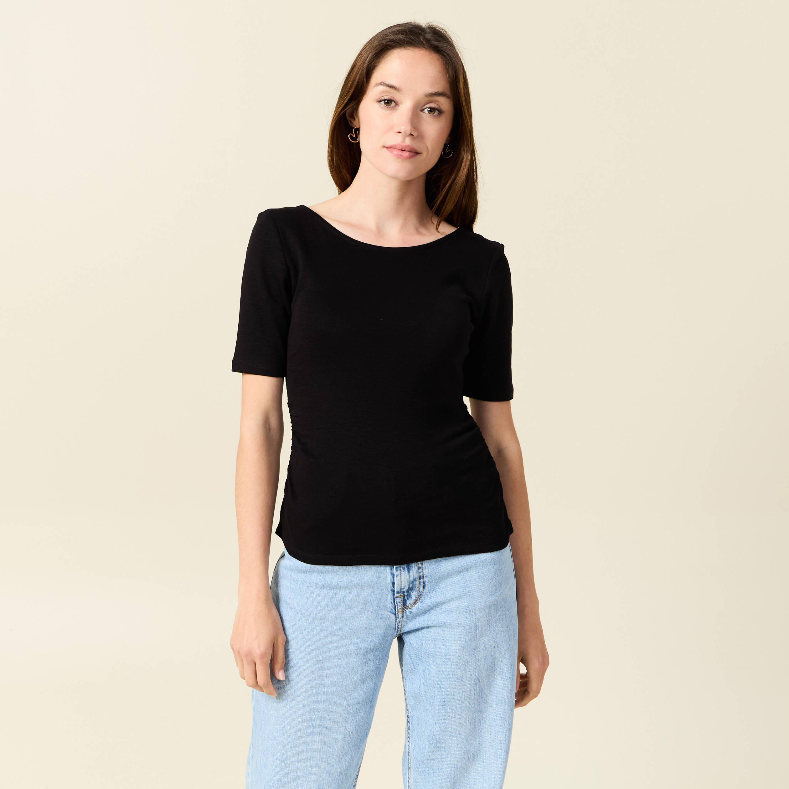 t shirt manches courtes noir femme T-shirt manches courtes noir femme