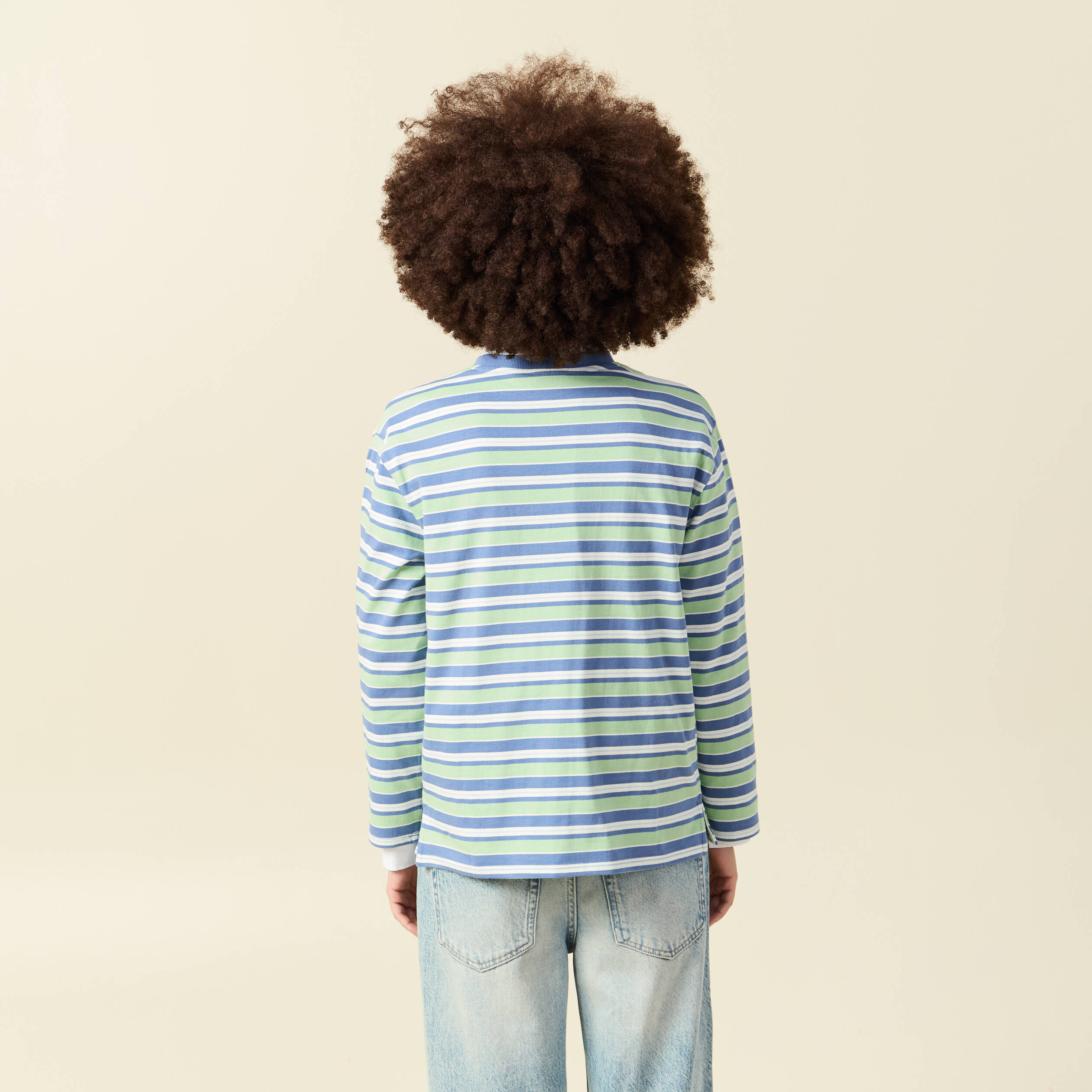 T-shirt Fille Boden – Vert Rayé, Manches Longues, Taille 13-14 Ans, Excellent état
