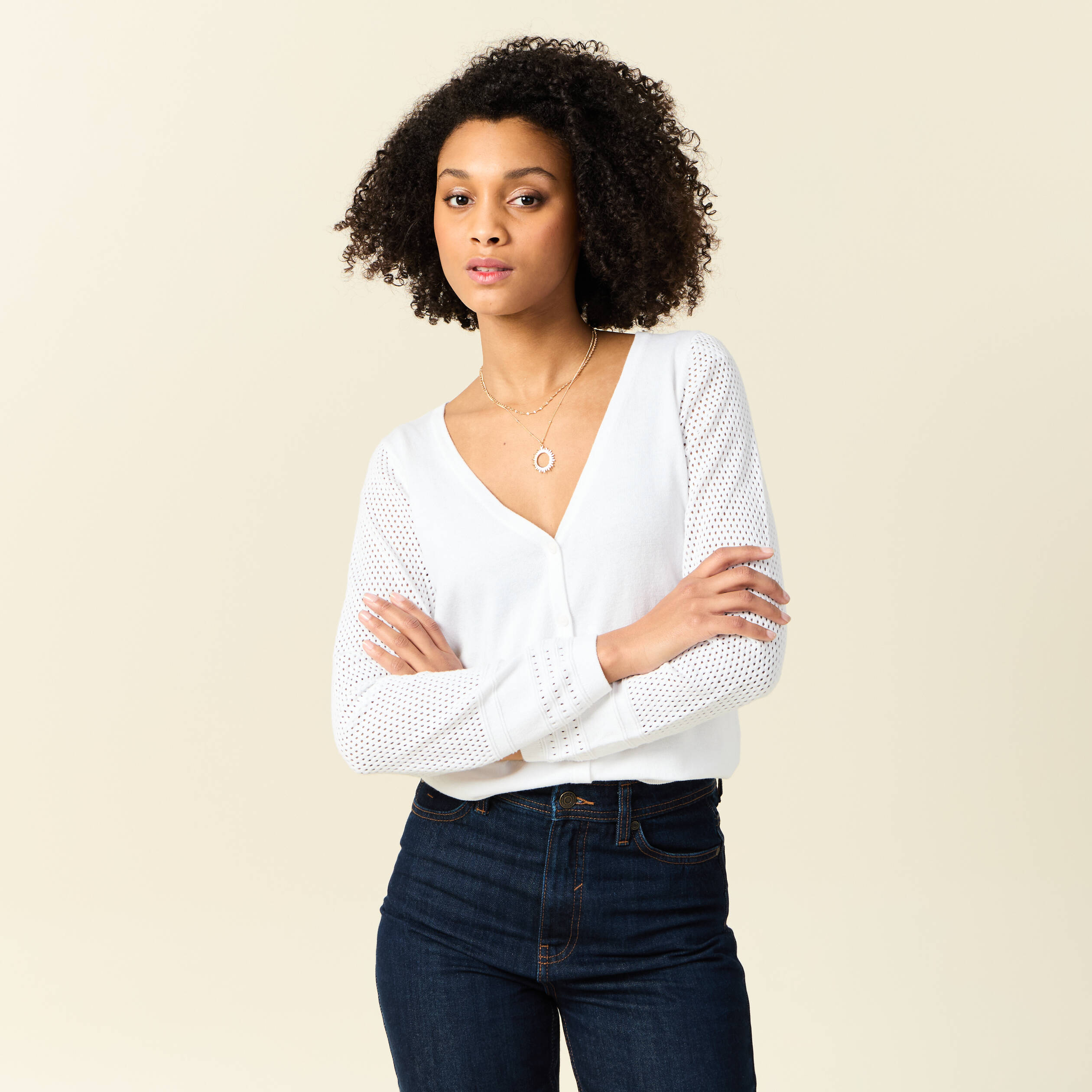 gilet manches longues boutonne blanc femme Gilet manches longues boutonné blanc femme