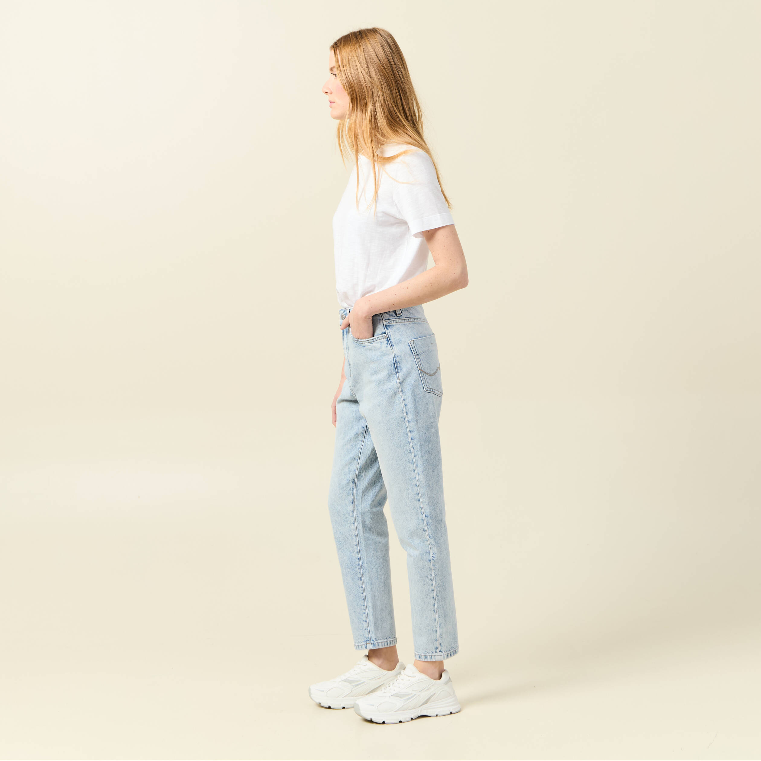jeans mom 78eme denim snow bleu femme Jeans mom 7/8ème denim snow bleu femme
