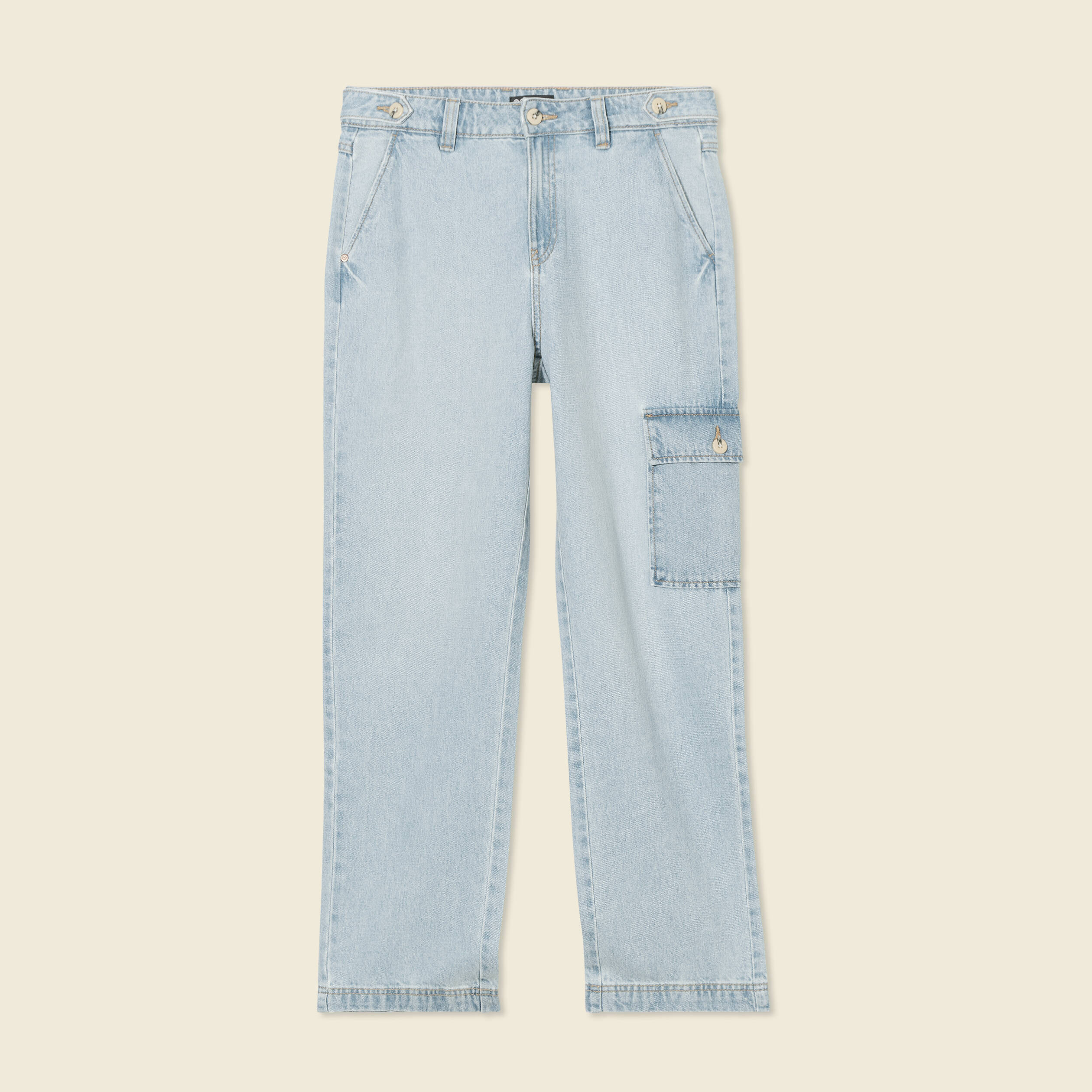 jeans cargo 5 poches denim bleach femme Jeans cargo 5 poches denim bleach femme