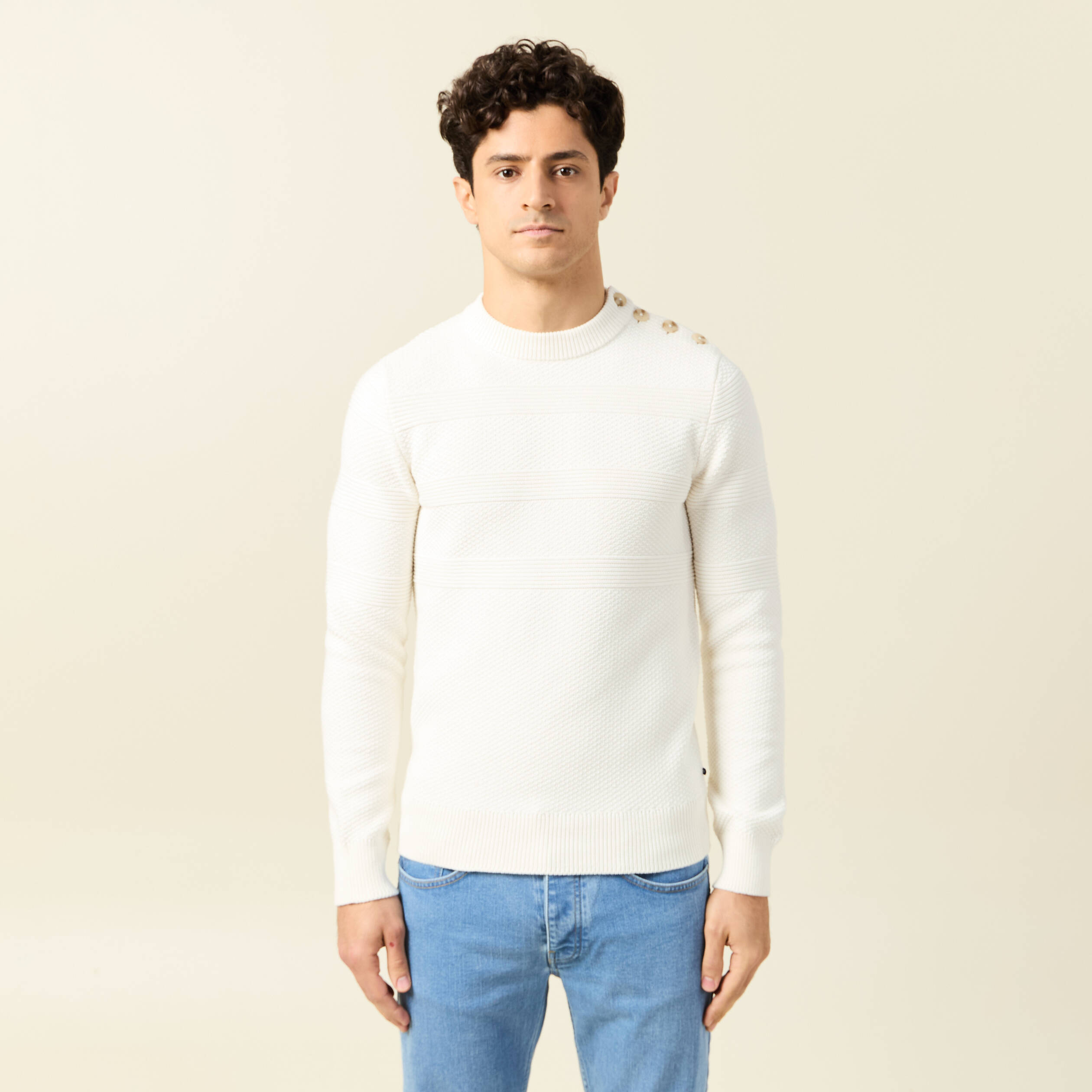 pull manches longues ecru homme Pull manches longues ecru homme