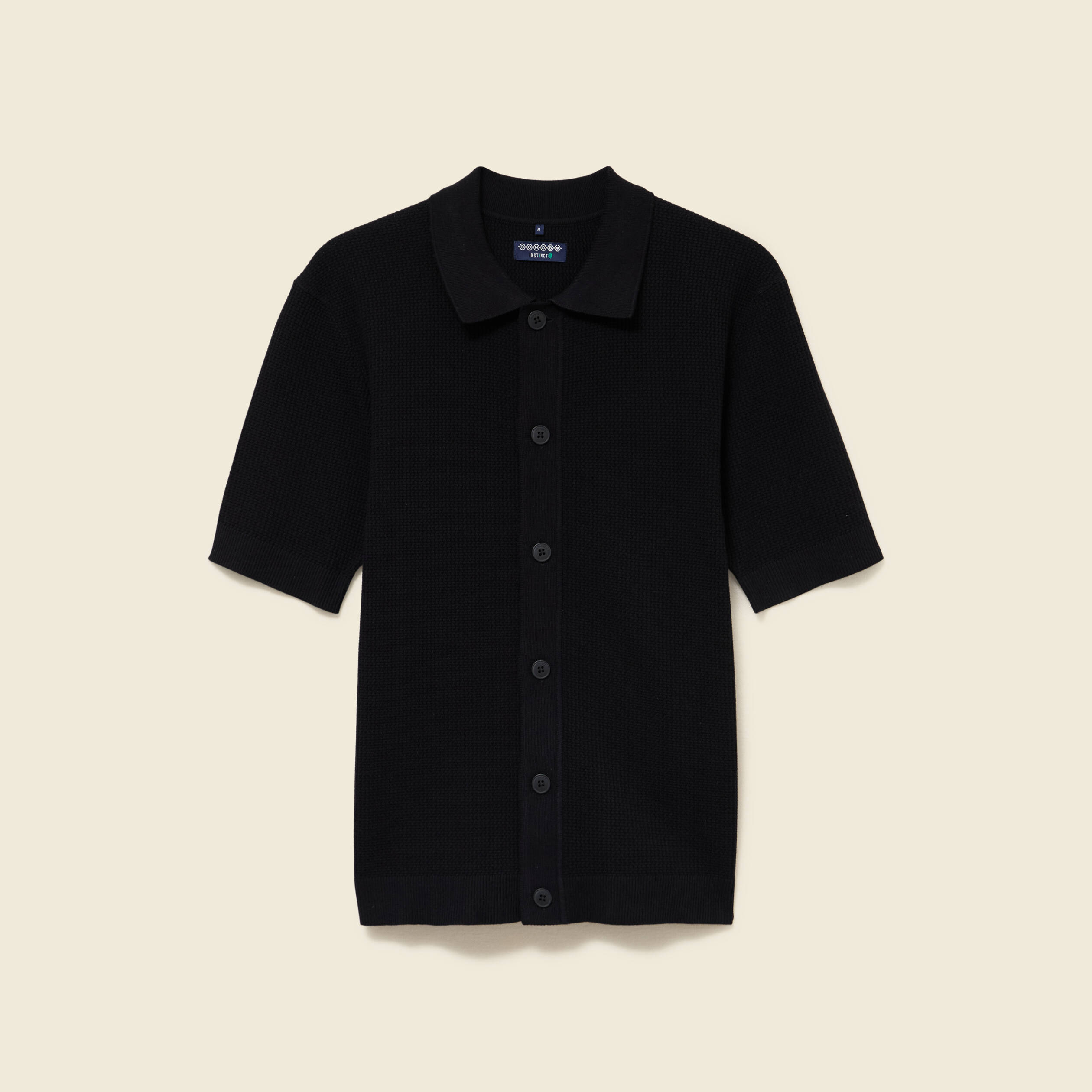Chemise manches courtes col polo noir homme