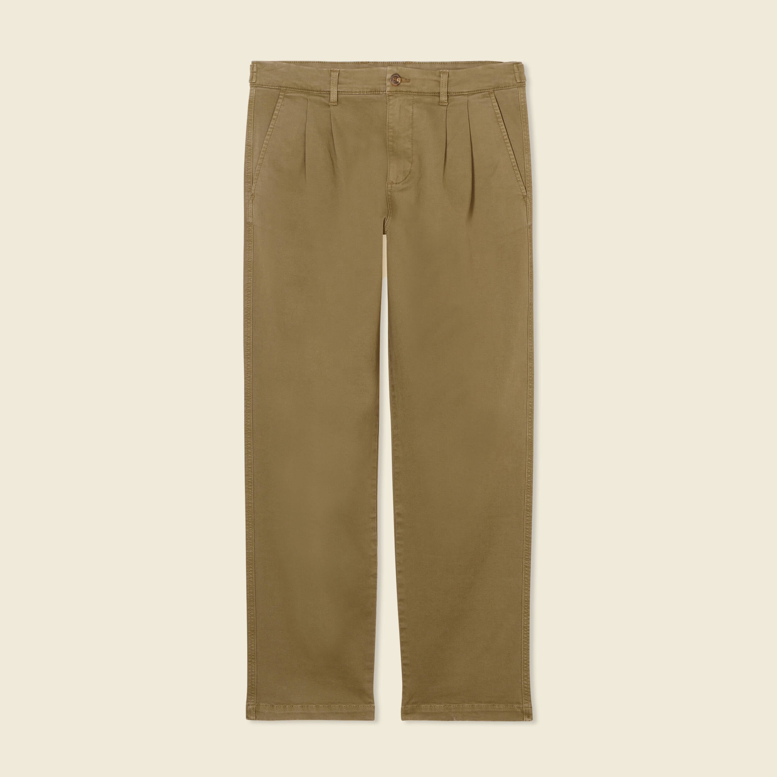Pantalon chino large vert kaki homme
