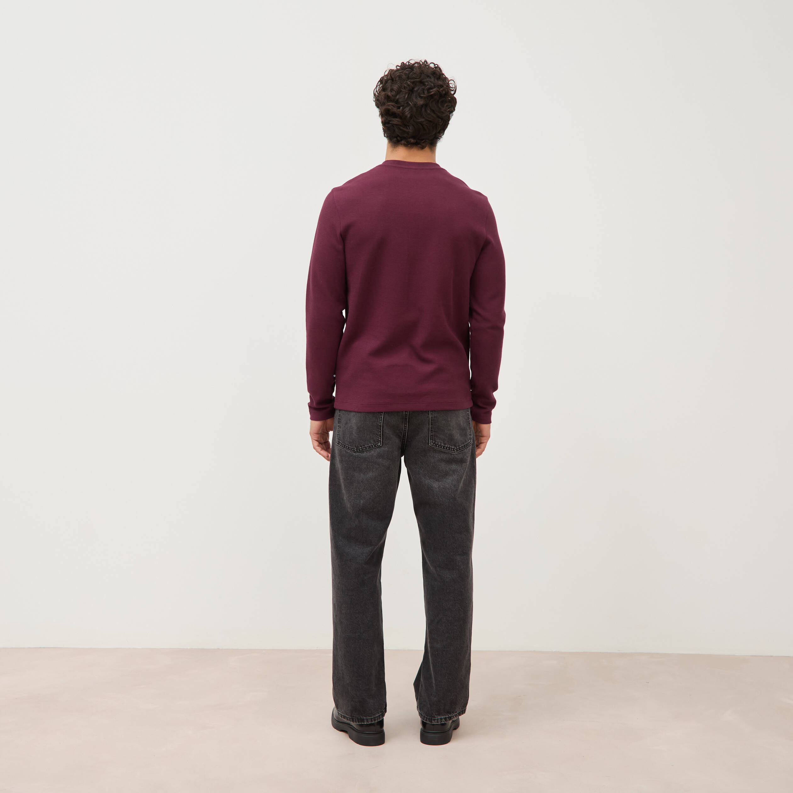 T-shirt manches longues prune homme
