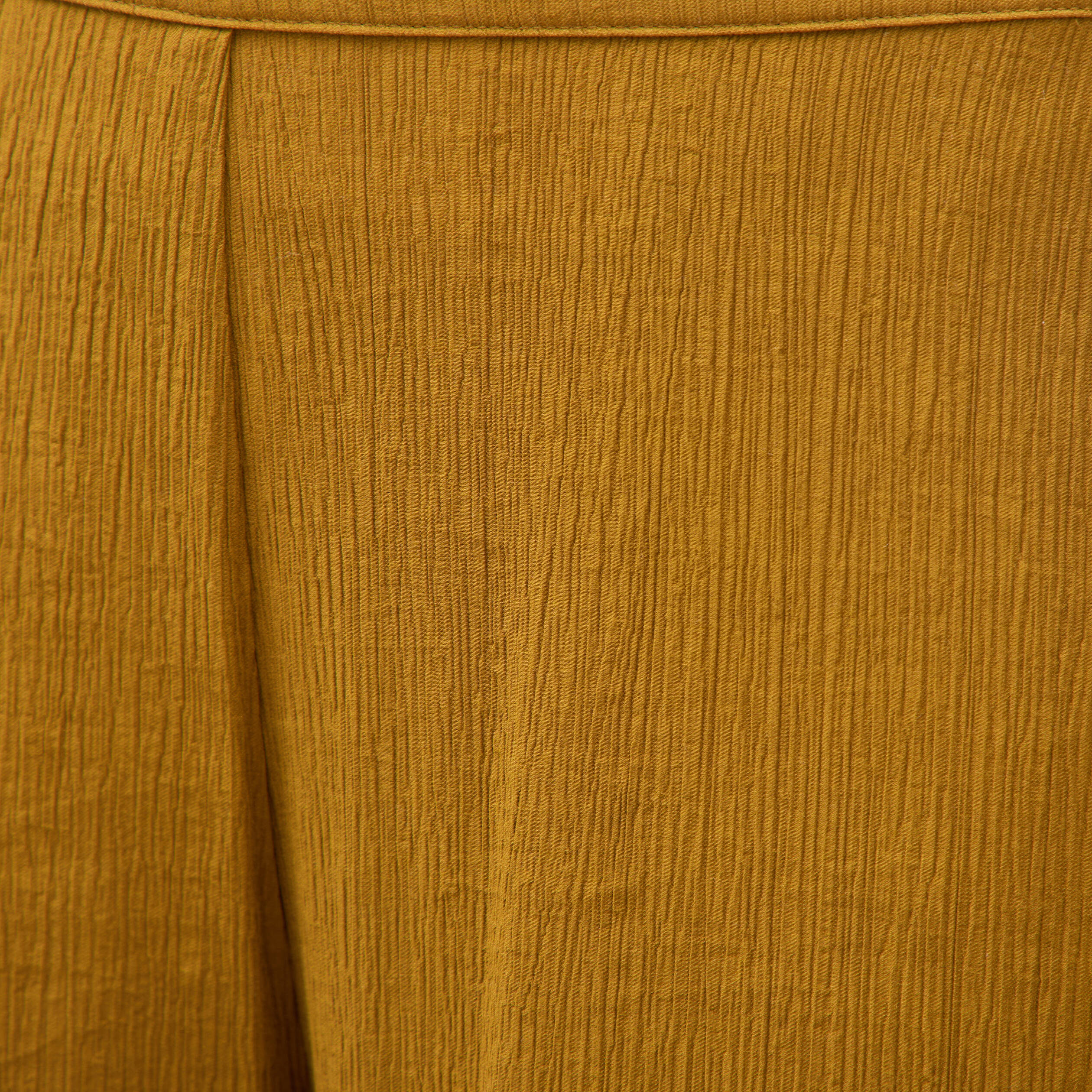 Pantalon large taille haute fluide vert olive femme