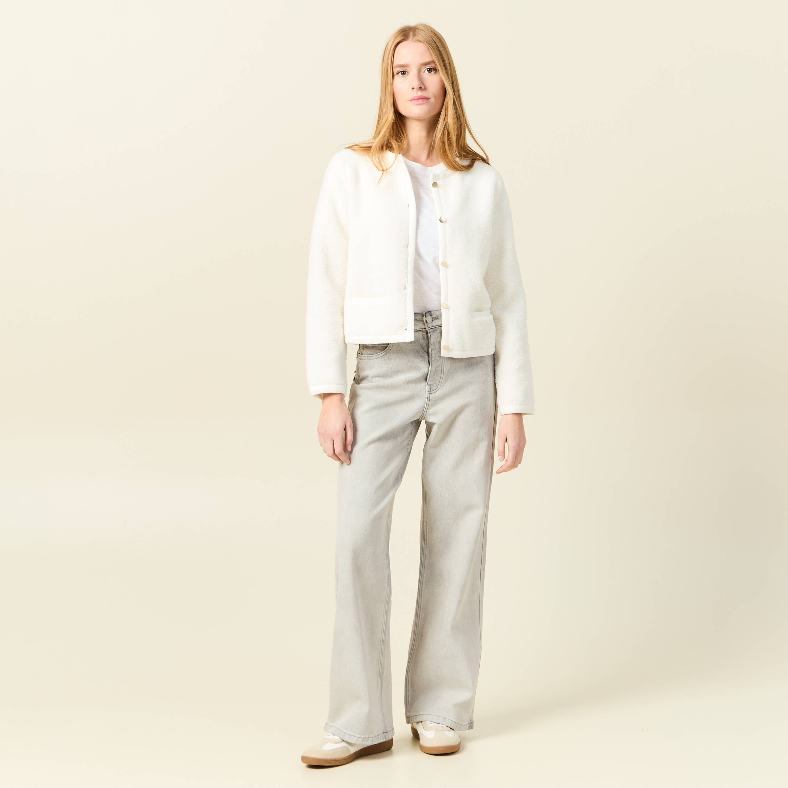 jeans large eco responsable denim gris clair femme Jeans large éco-responsable denim gris clair femme
